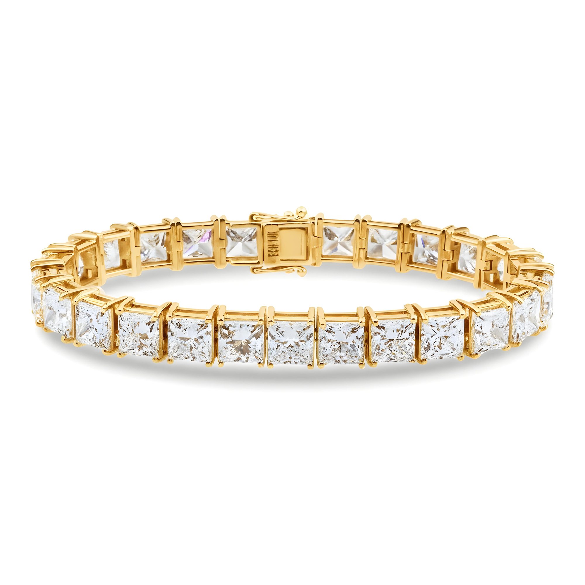 14K White Gold Princess Cut Diamond Tennis Bracelet 41.59