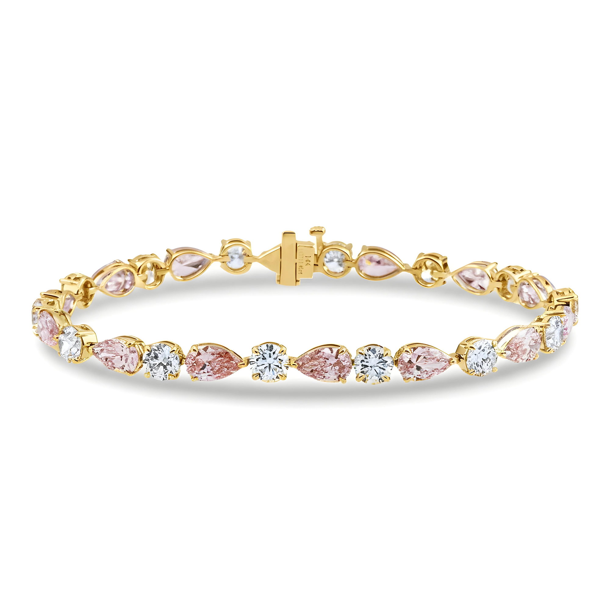 14K White Gold Fancy Pink & White Diamond Bracelet 13.45ct