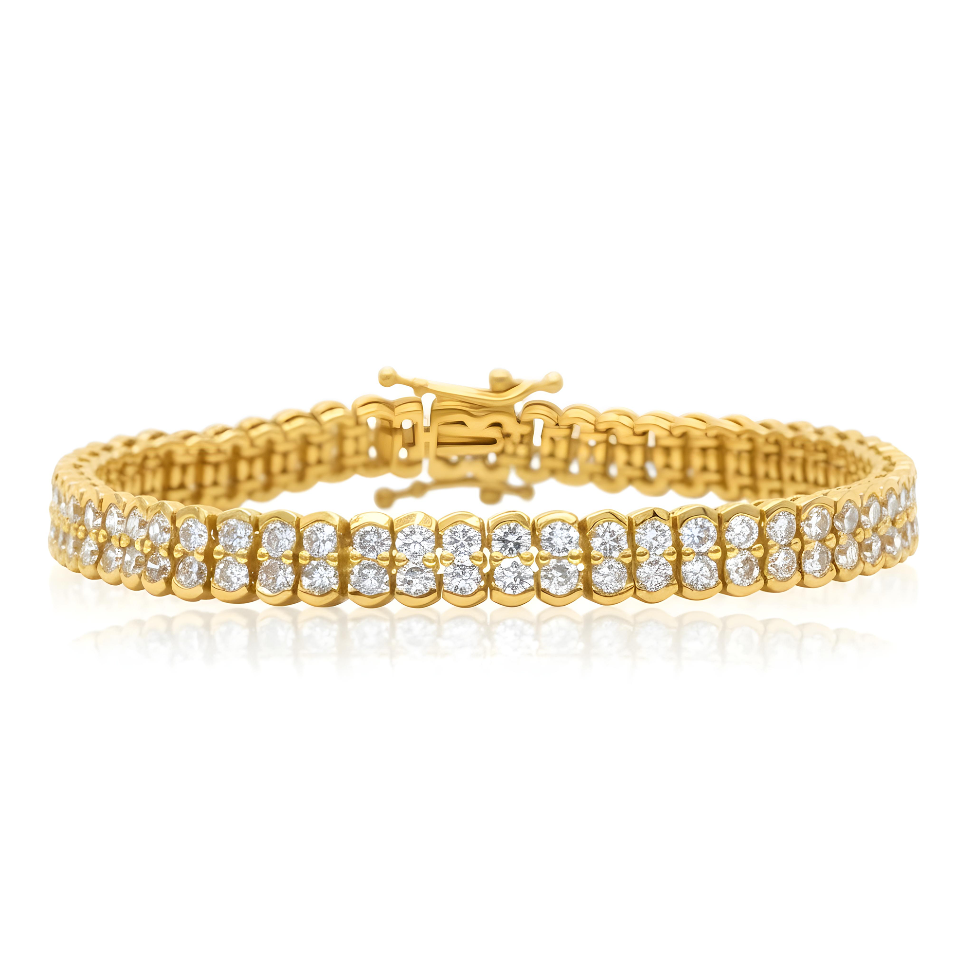 14K White Gold Double Row Round Diamond Tennis Bracelet 7.32ct