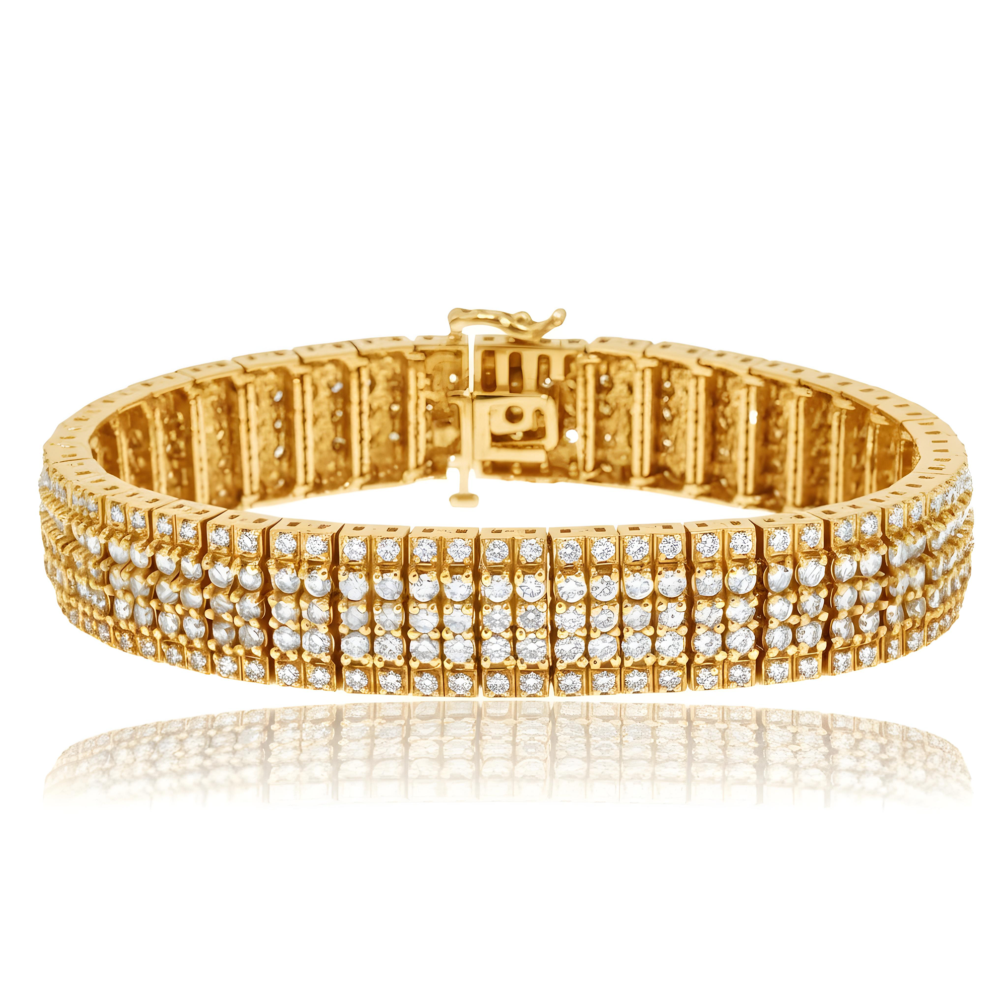 14K White Gold Five Row Round Diamond Tennis Bracelet 11.27ct