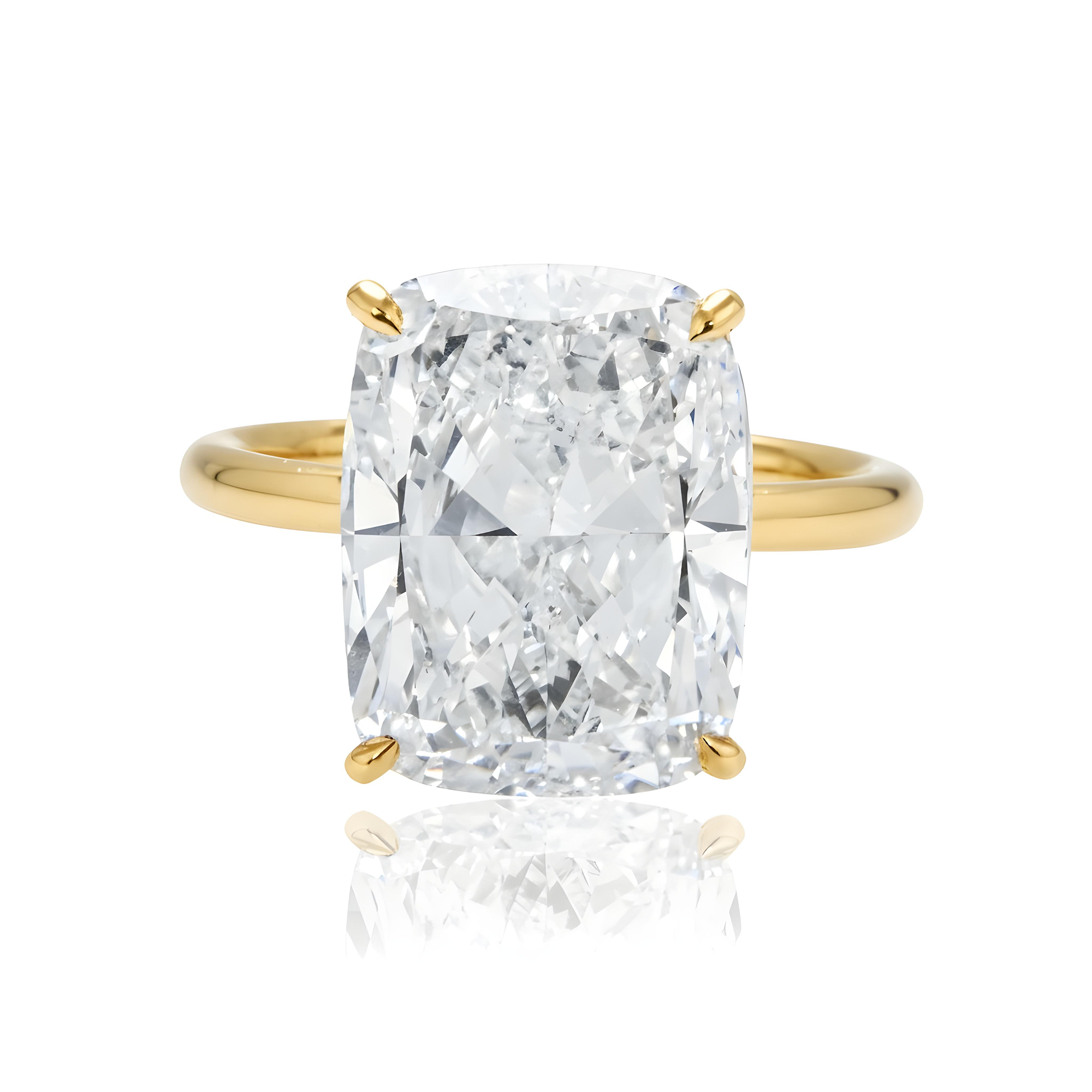 GIA Platinum Solitaire 10.01ct Cushion Cut Diamond Engagement Ring