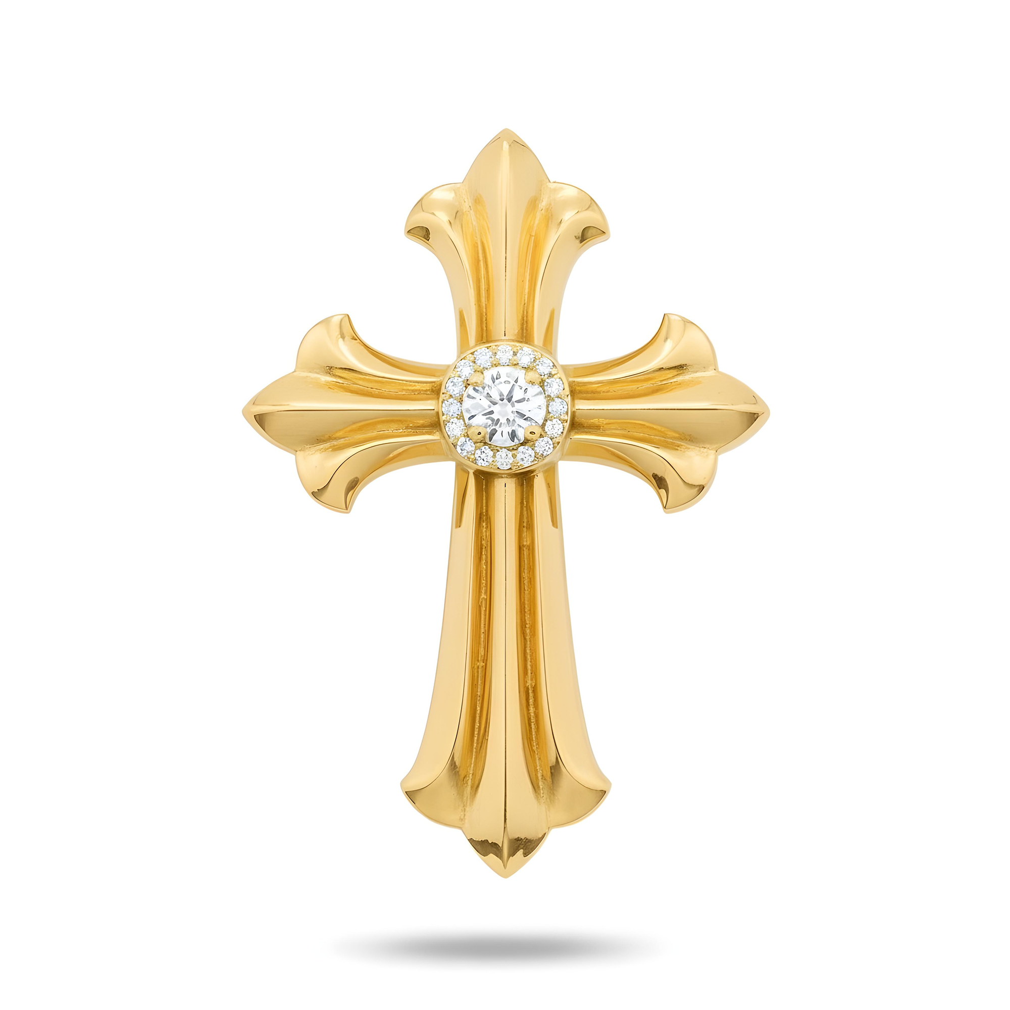 18K White Gold Round Diamond Cross Pendant 0.36ct