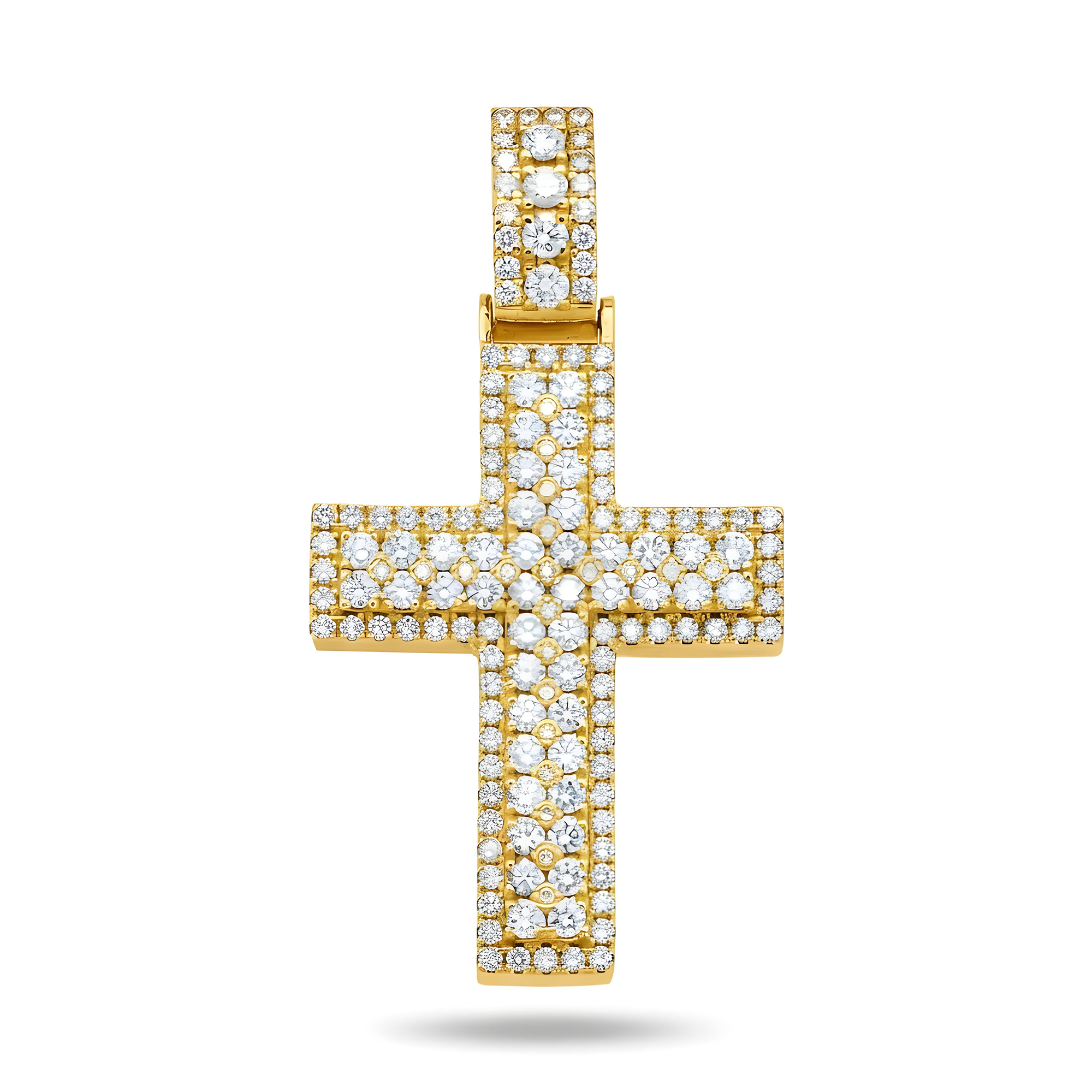 14K White Gold Bilevel Round Diamond Cross Pendant 6.70ct