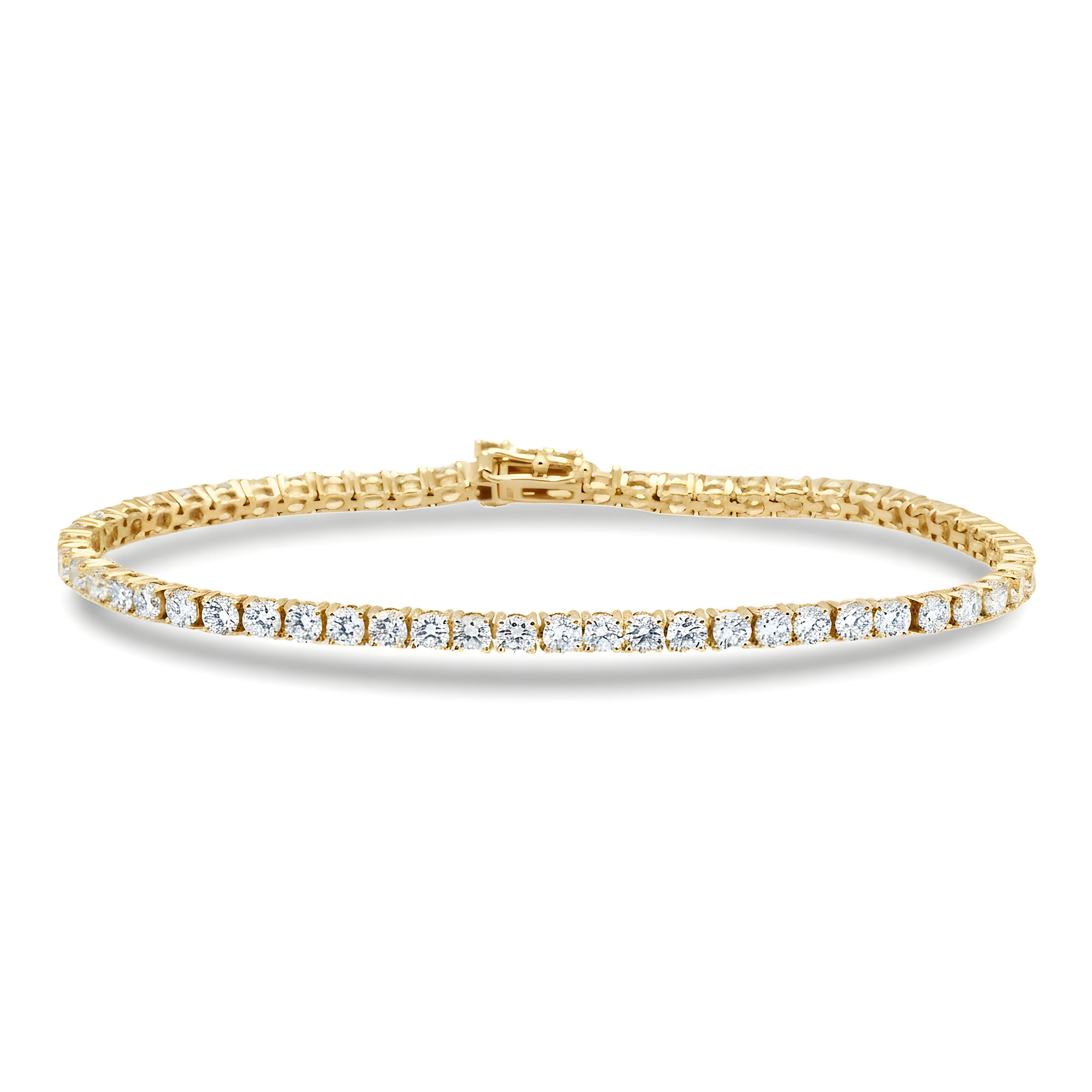 White Gold Round Cut Diamond Tennis Bracelet 4.97ct (6.5"-8.5")