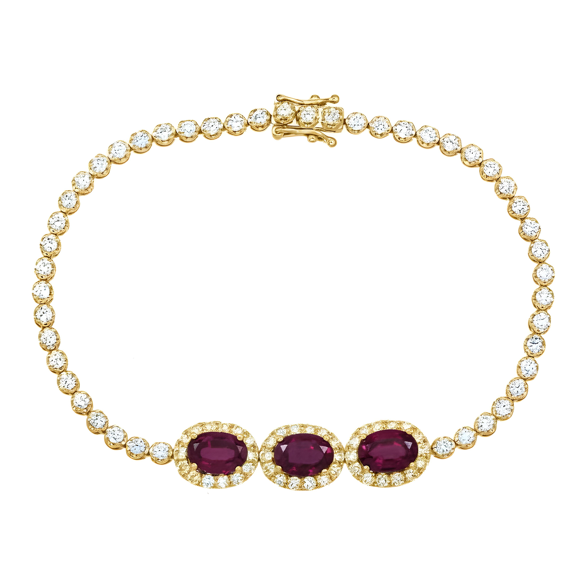 White Gold Oval Cut Ruby & Diamond Bracelet 5.34ctw