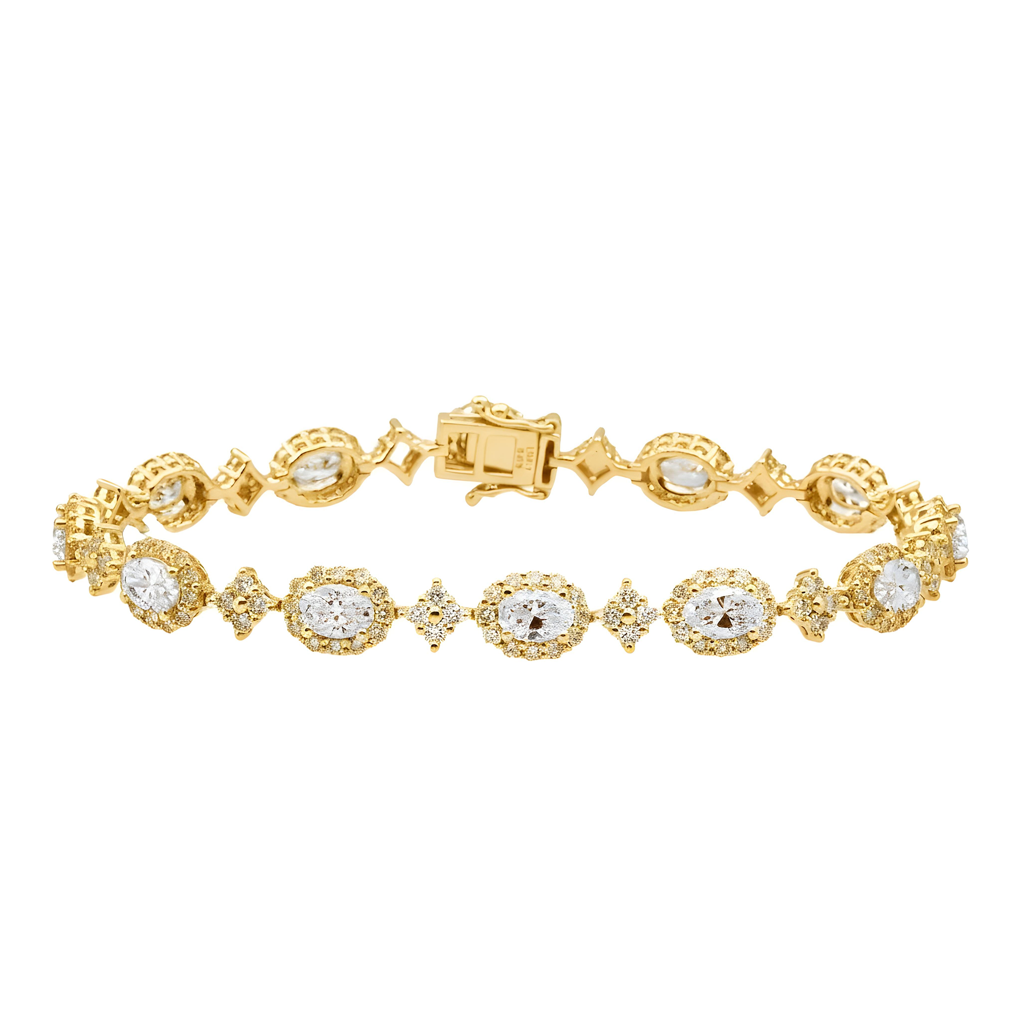 White Gold Oval & Round Diamond Bracelet 7.12ct