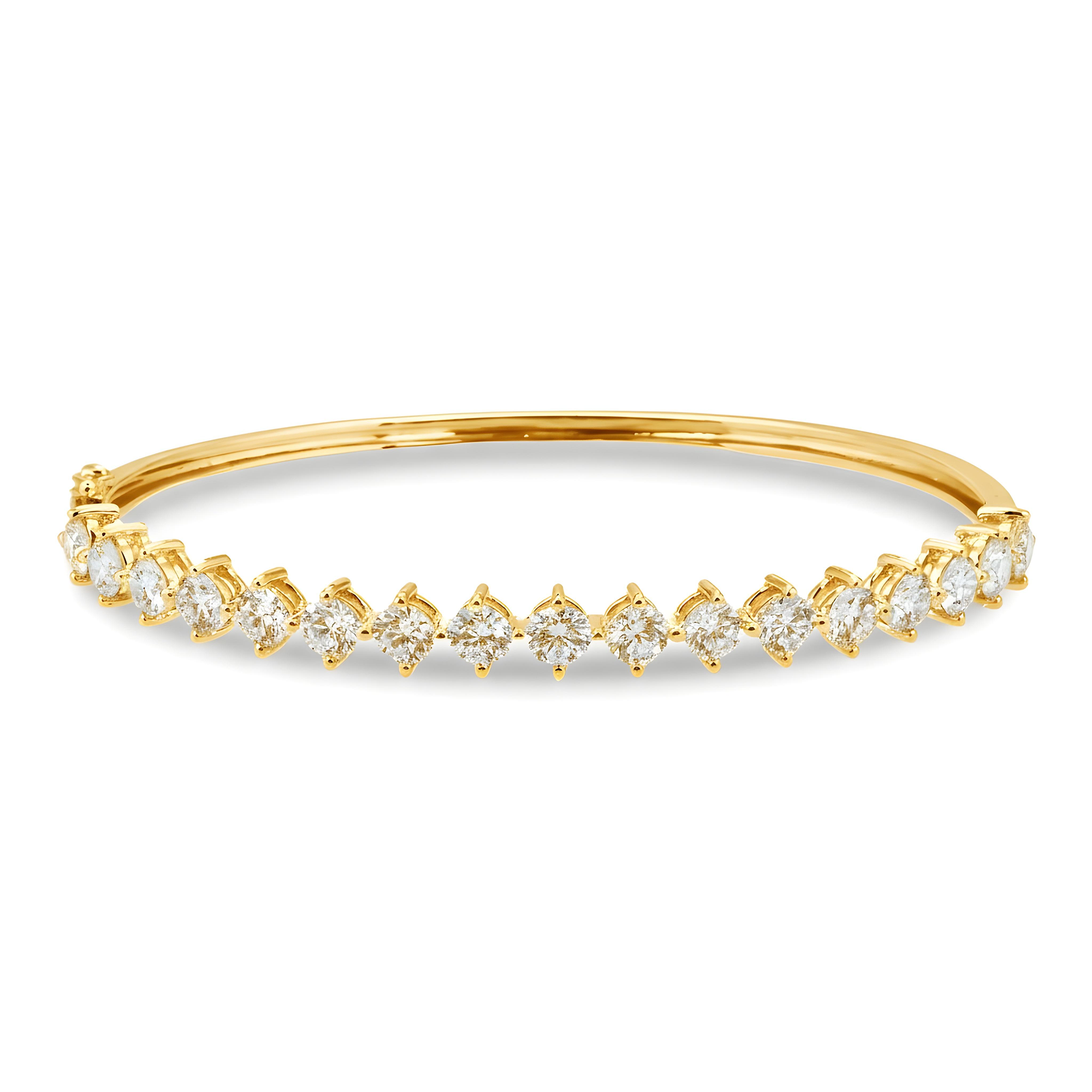 White Gold Round Diamond Satellite Bangle Bracelet 3.74ct