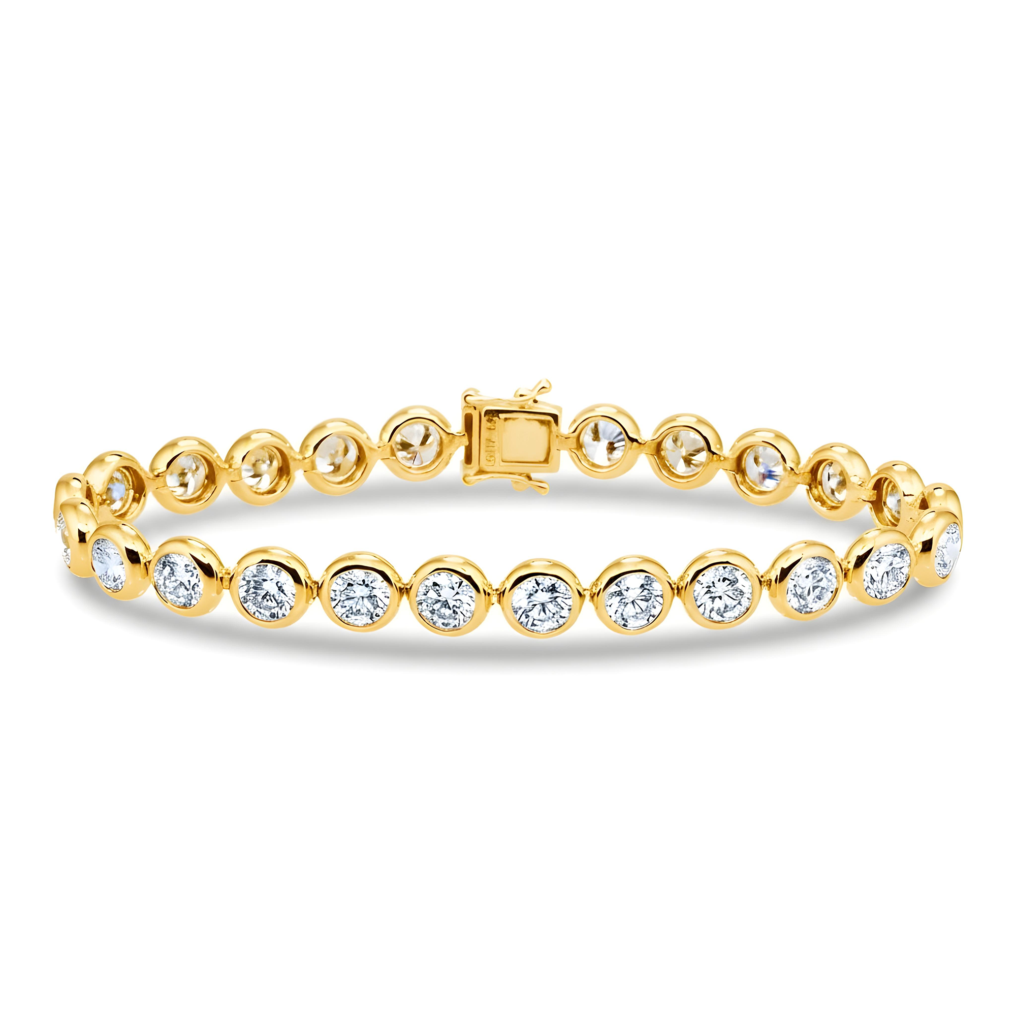 White Gold Bezel Set Round Diamond Tennis Bracelet 8.25ct