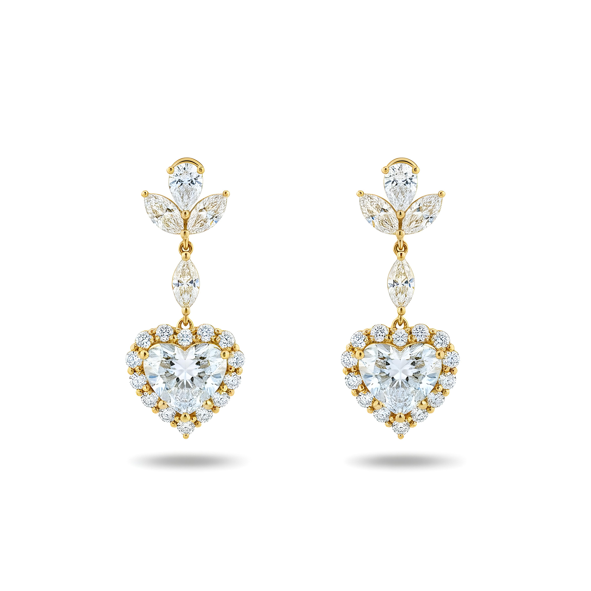 IGI 18K White Gold Heart Cut Diamond Drop Earrings 4.65ctw