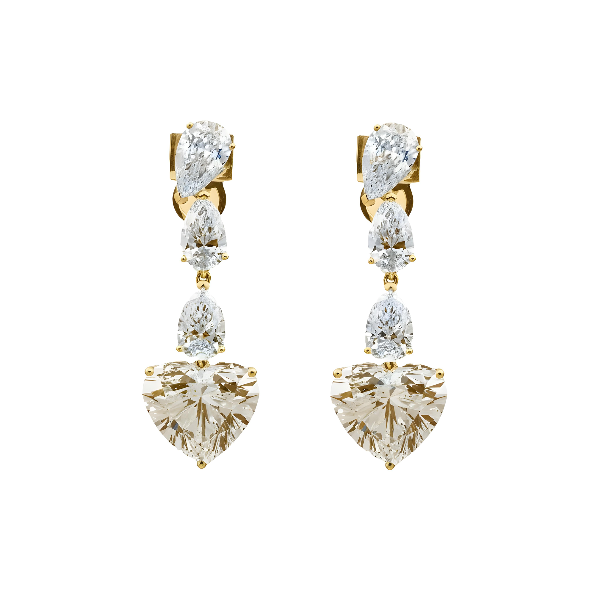 IGI 18K White Gold Pear & Heart Cut Diamond Drop Earrings 14.72ctw
