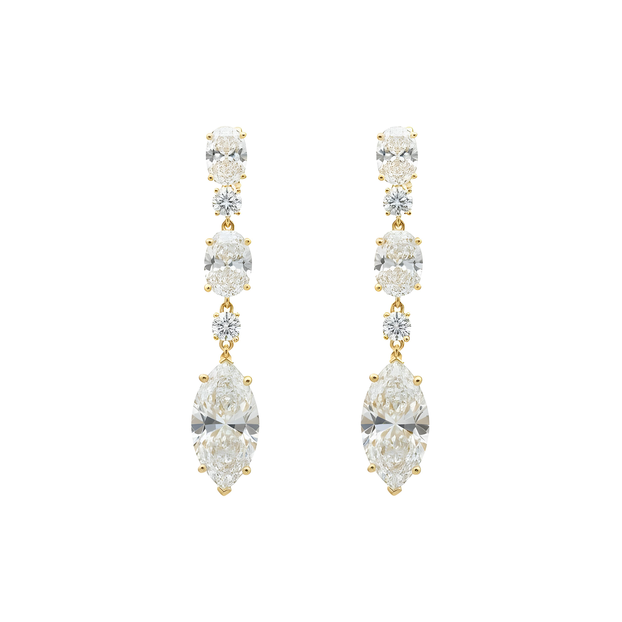 IGI 18K White Gold Multi Cut Diamond Drop Earrings 9.58ctw