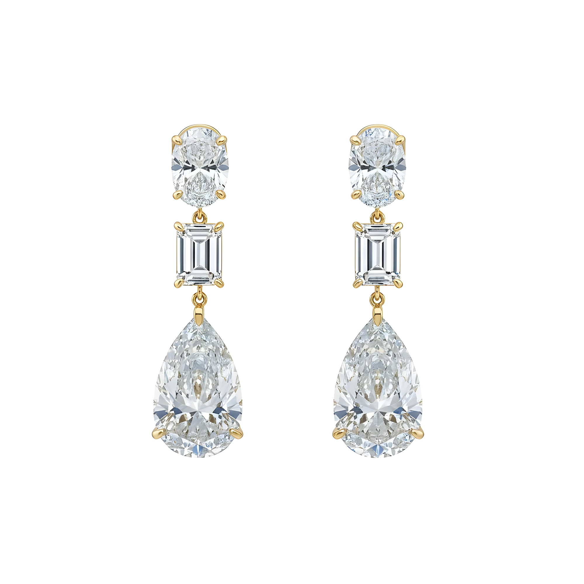 IGI 18K White Gold Multi Cut Diamond Drop Earrings 12.51ctw
