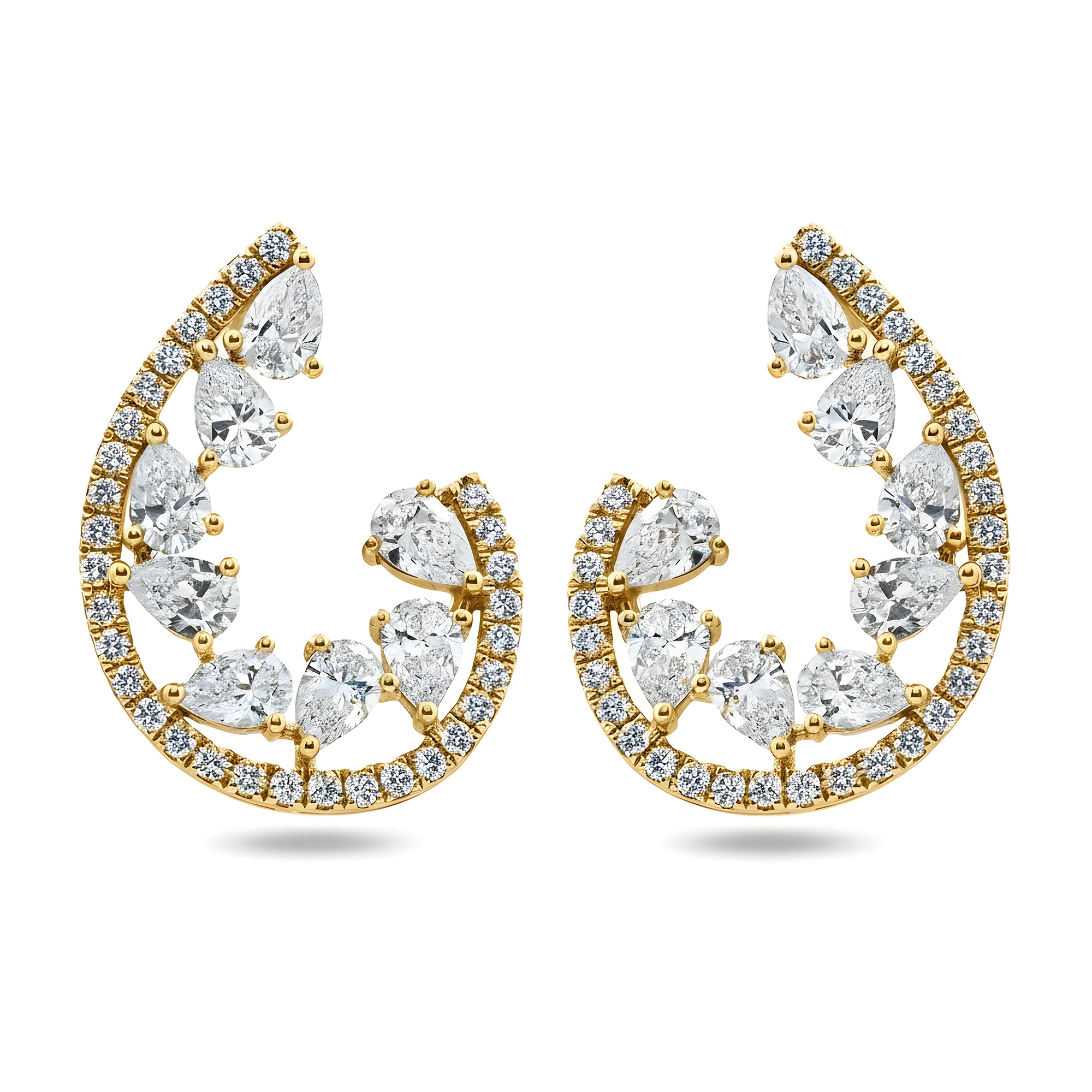 White Gold Pear & Round Diamond Drop Earrings 3.69ct