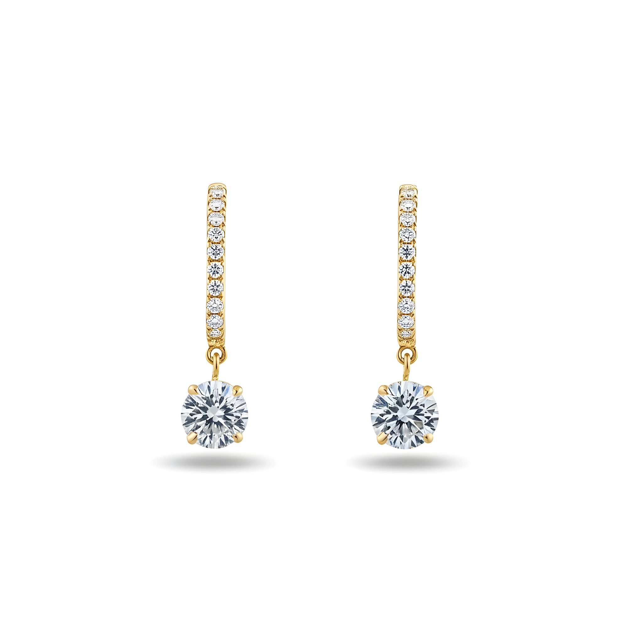 White Gold Round Diamond Drop Earrings 1.58ctw