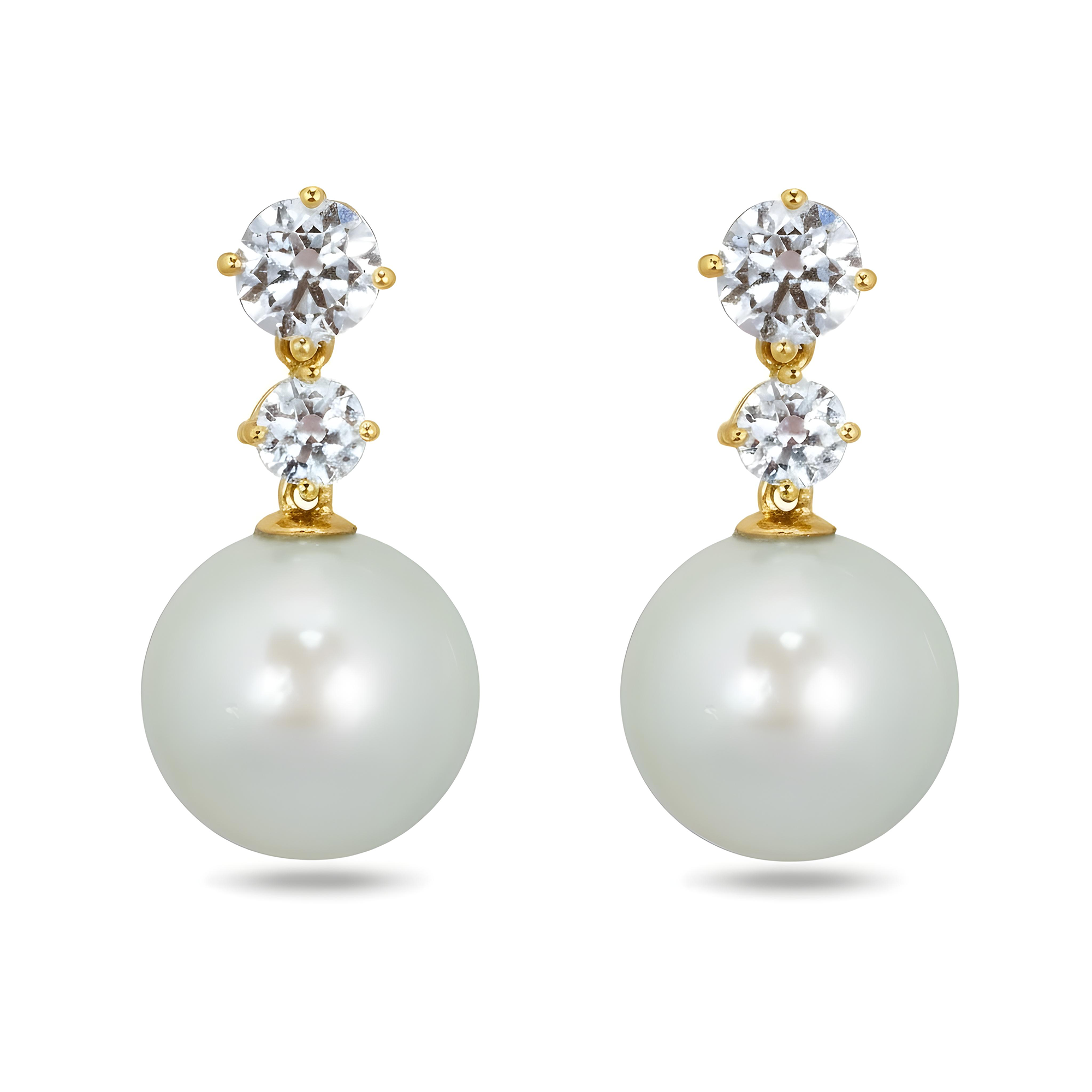 White Gold Round Diamond & Pearl Necklace 1.26ctw (matching set)