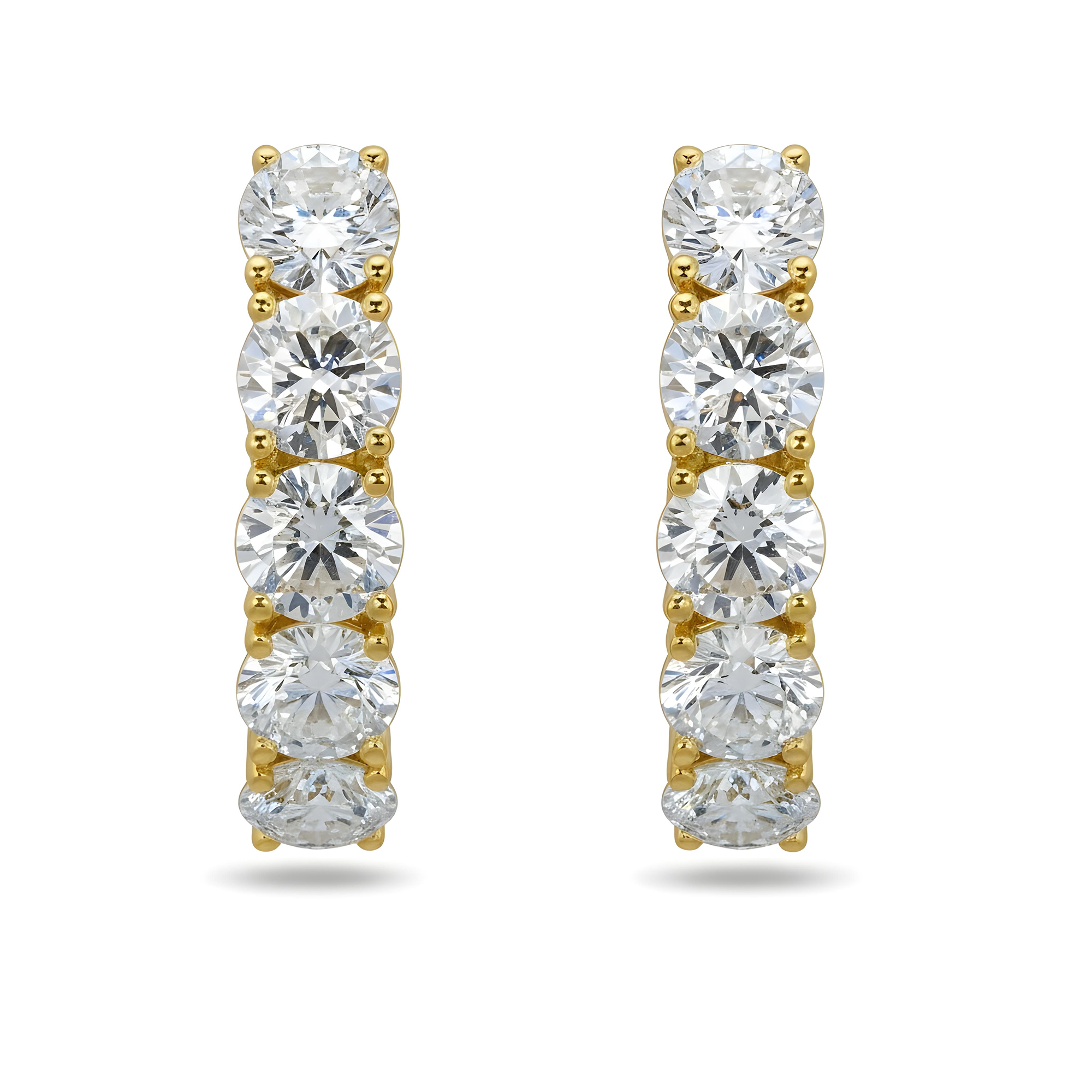 White Gold Round Cut Diamond Hoop Earrings 4.92ctw