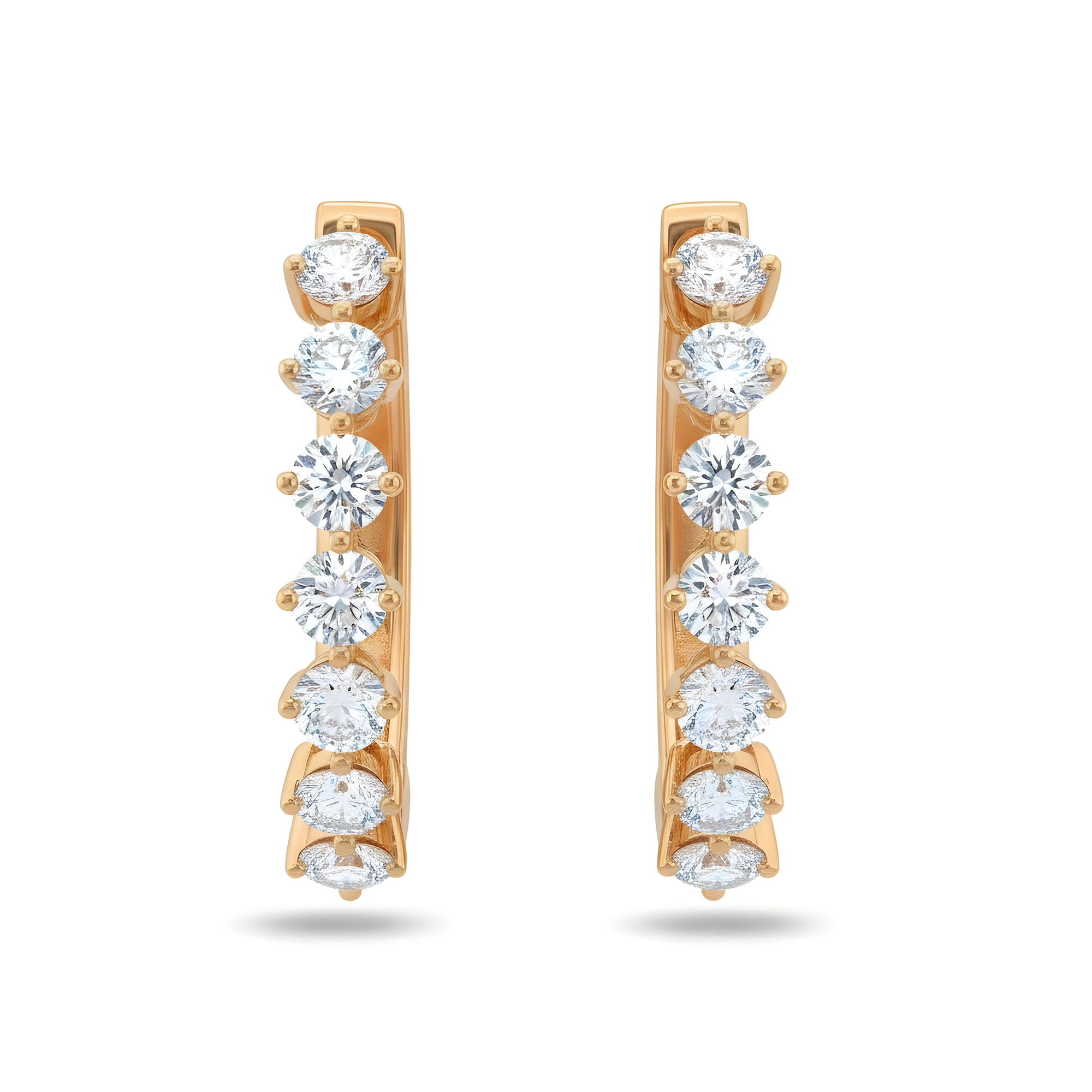 White Gold Round Cut Diamond Inside Hoop Earrings 4.51ctw