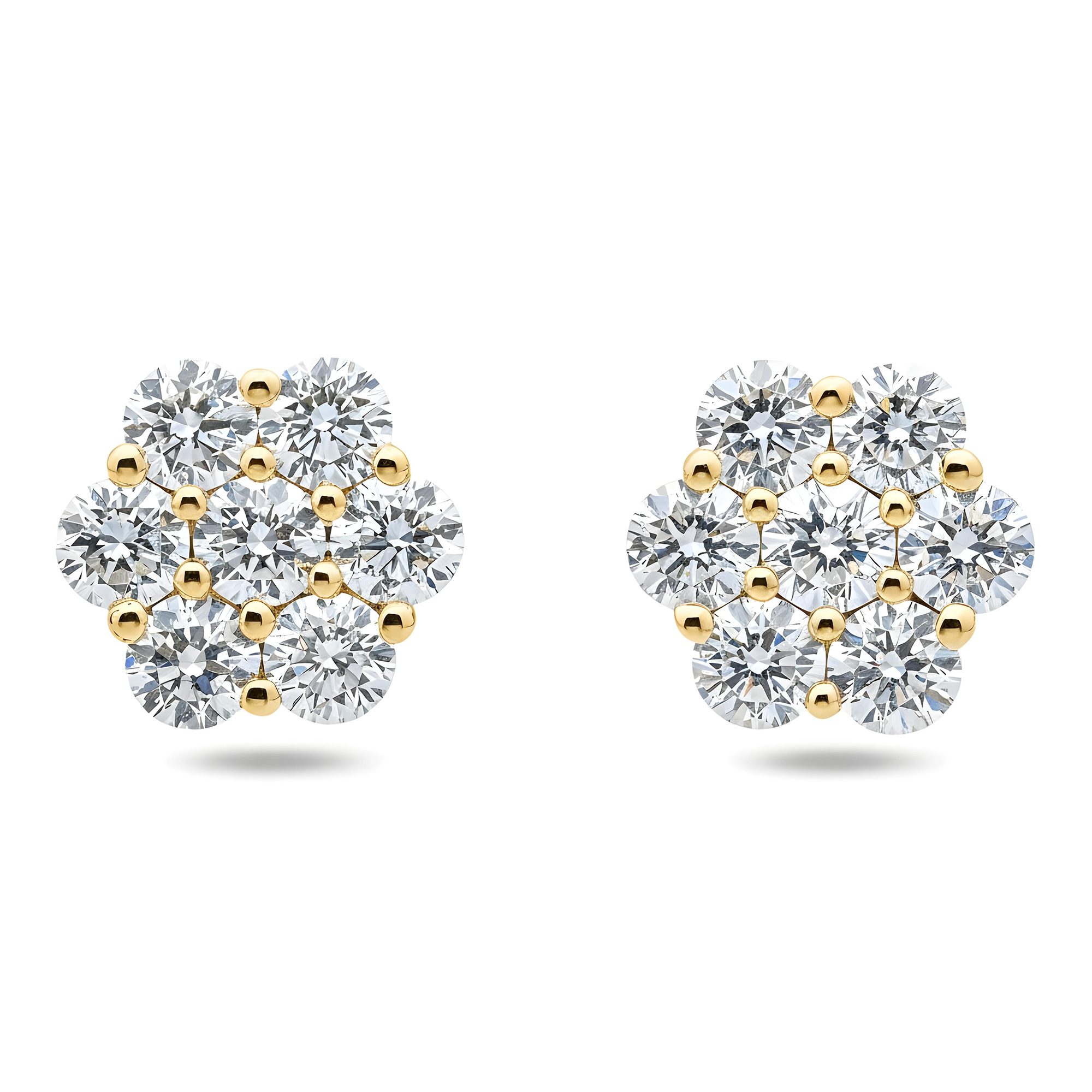 White Gold Round Diamond Cluster Stud Earrings 2.50ct