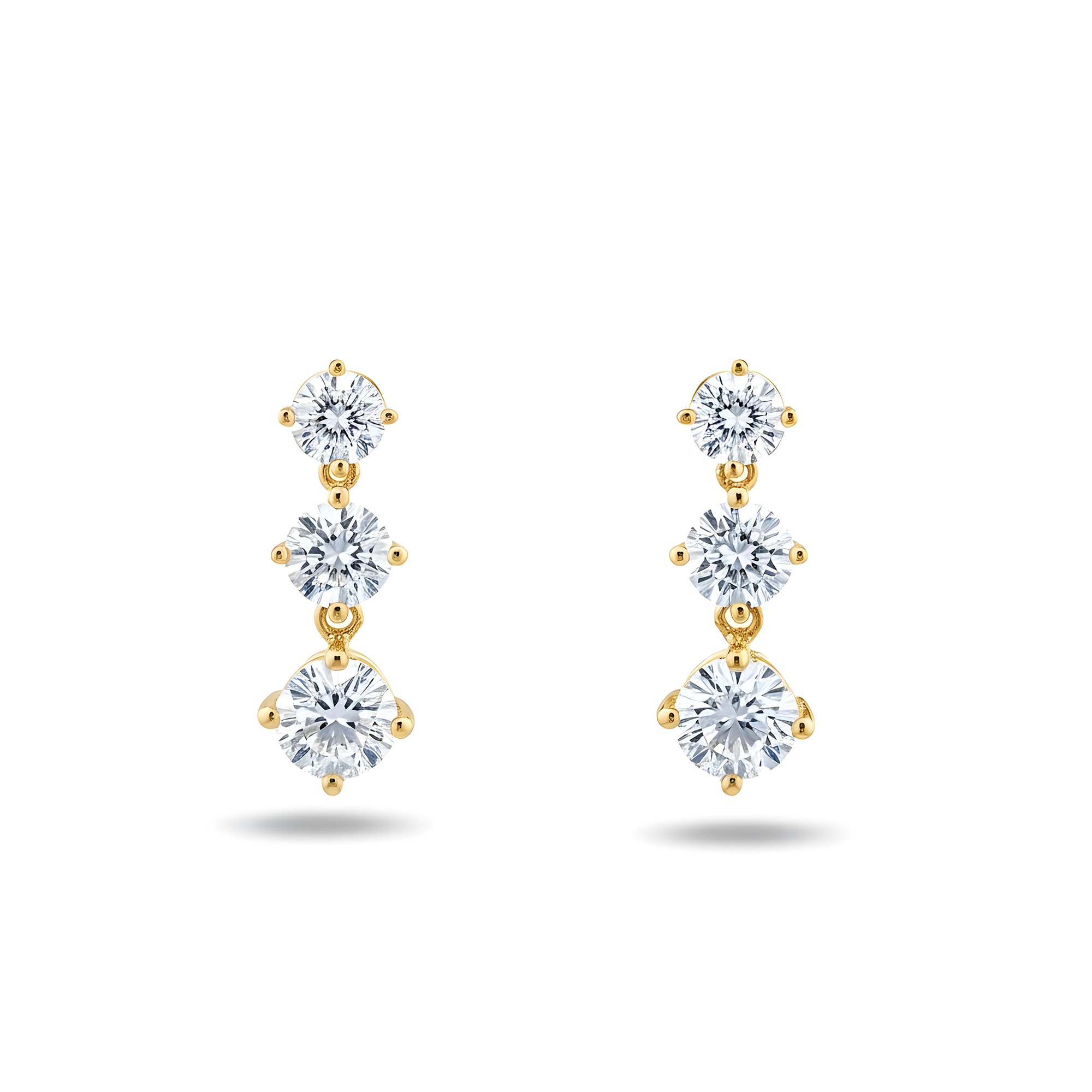 White Gold Round Diamond Drop Earrings 2.10ctw