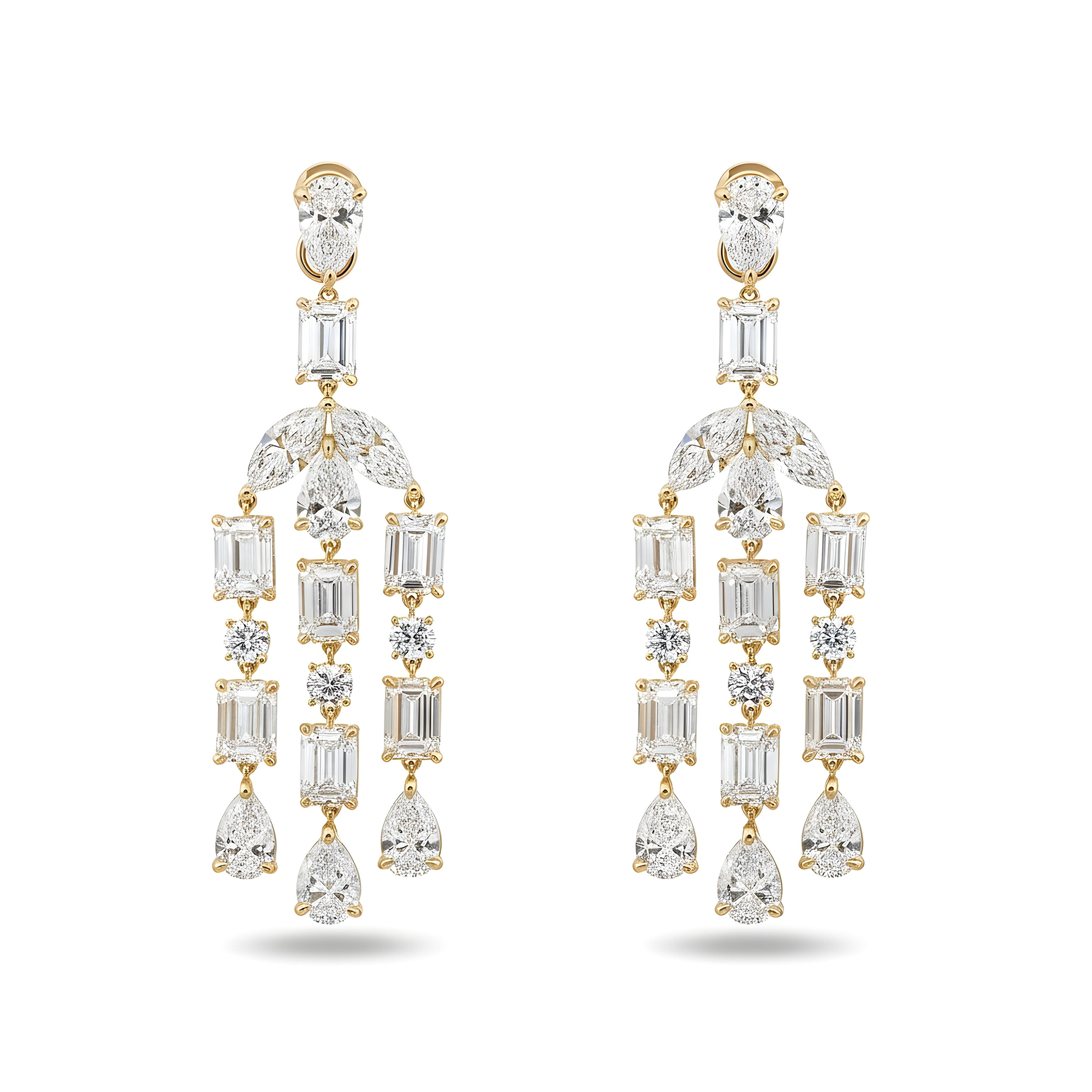 10K White Gold Multi Cut Diamond Drop Earrings 28.82ctw