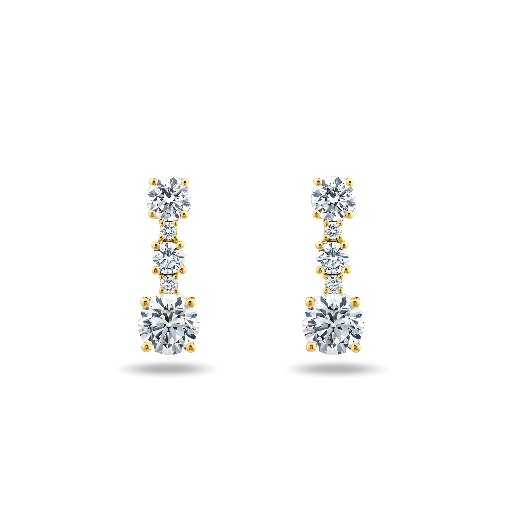 White Gold Round Diamond Drop Earrings 3.07ctw