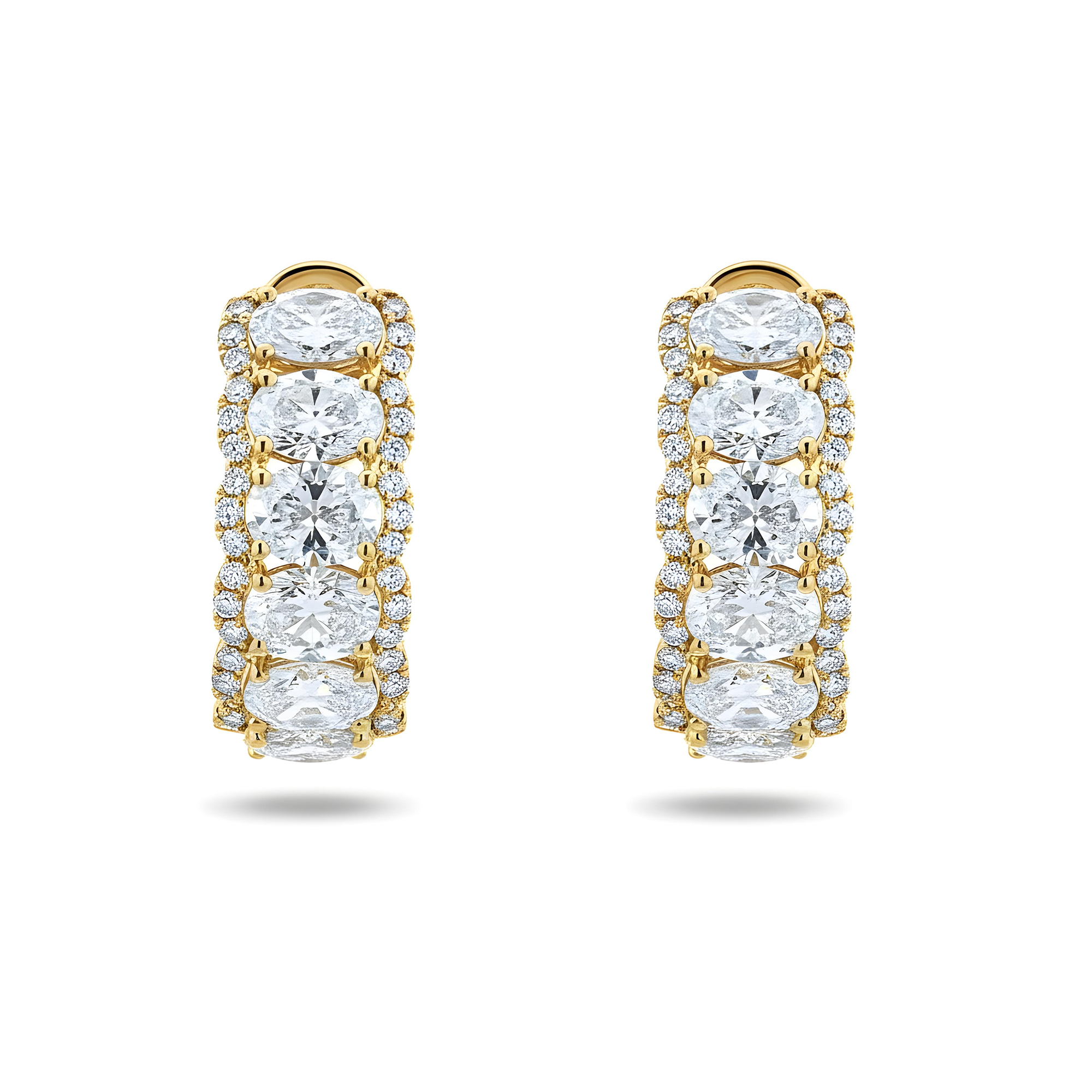 White Gold Round & Oval Cut Diamond Hoop Earrings 9.01ctw