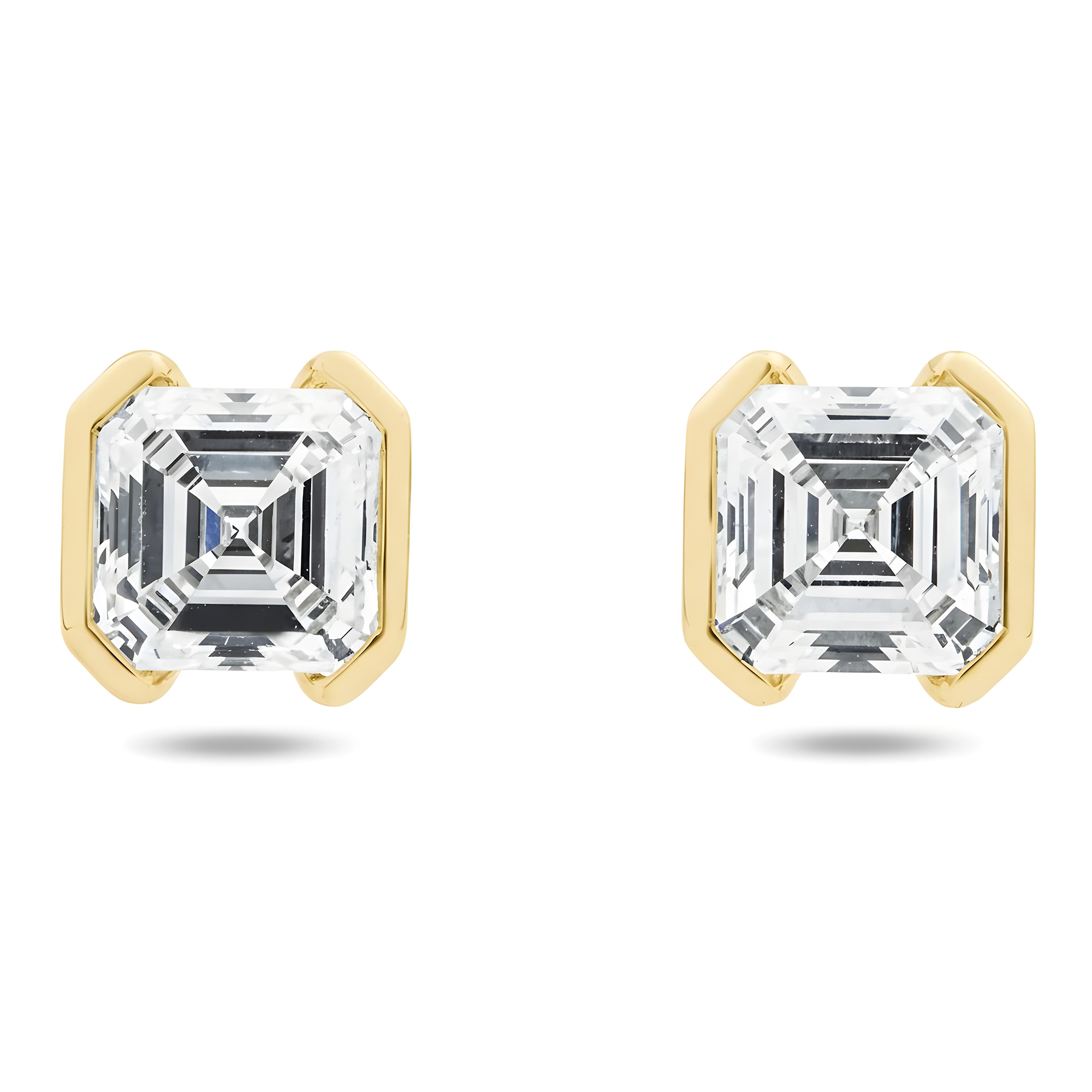 White Gold Asscher Cut Diamond Stud Earrings 1.87ctw