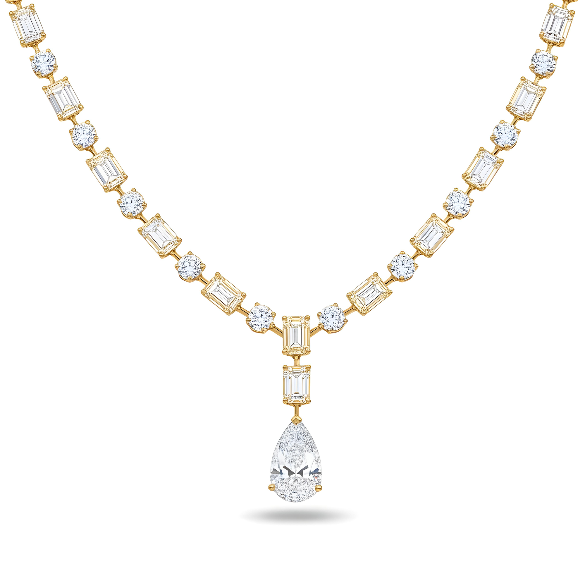 IGI 18K White Gold Multi Cut Diamond Satellite Drop Necklace 51.99ct