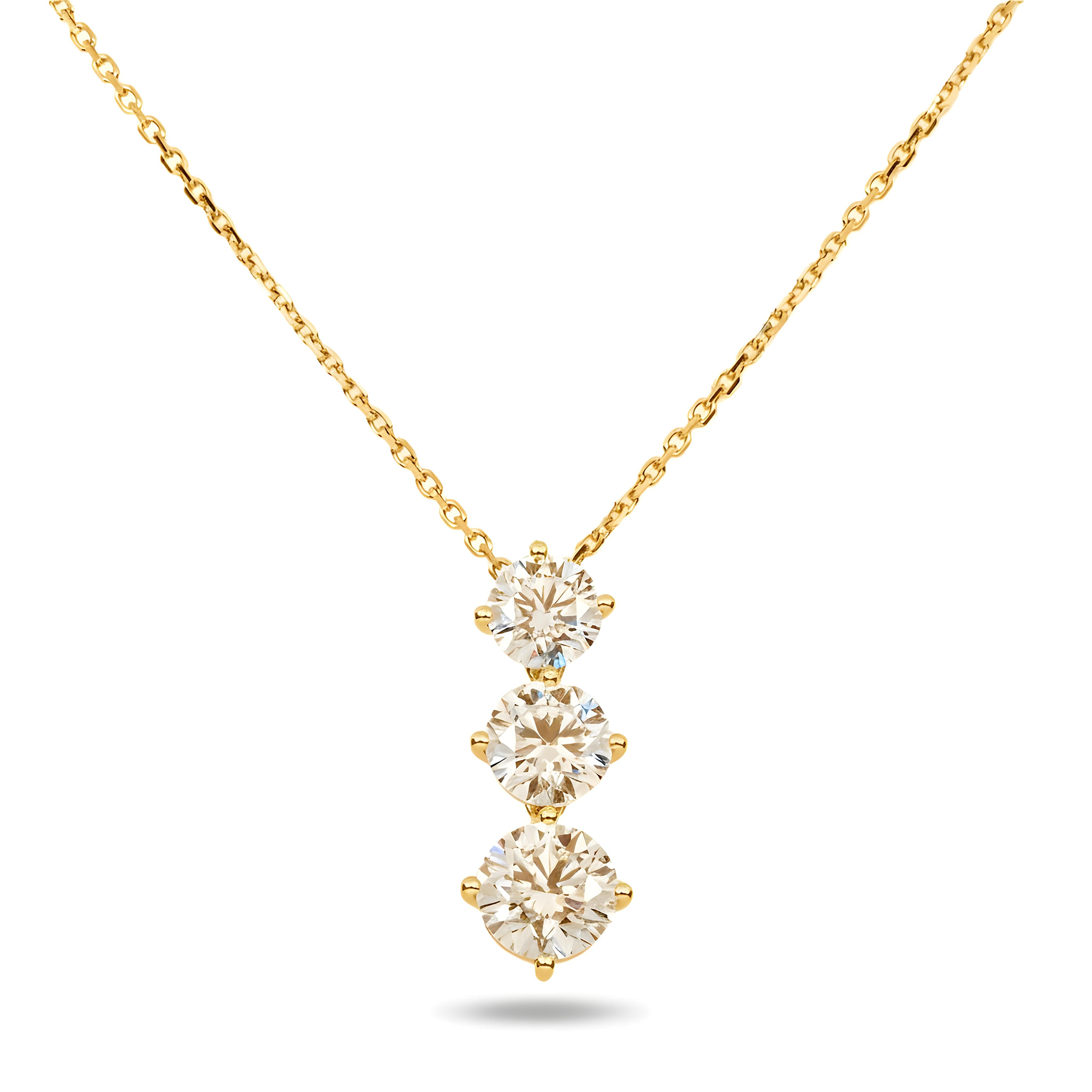 White Gold Round Diamond Drop Necklace 2.76ct