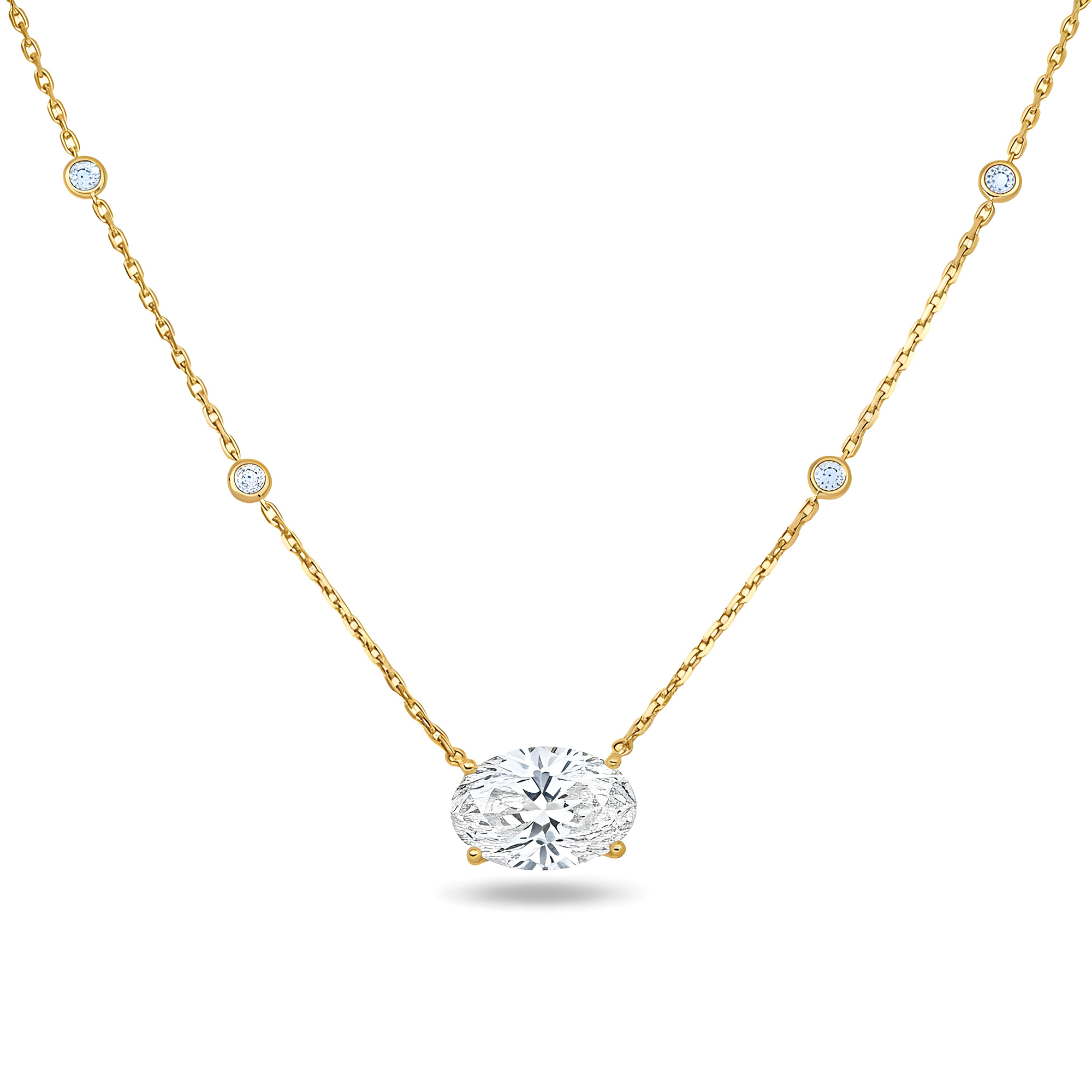 IGI 18K White Gold Oval Cut Diamond Necklace 5.43ctw