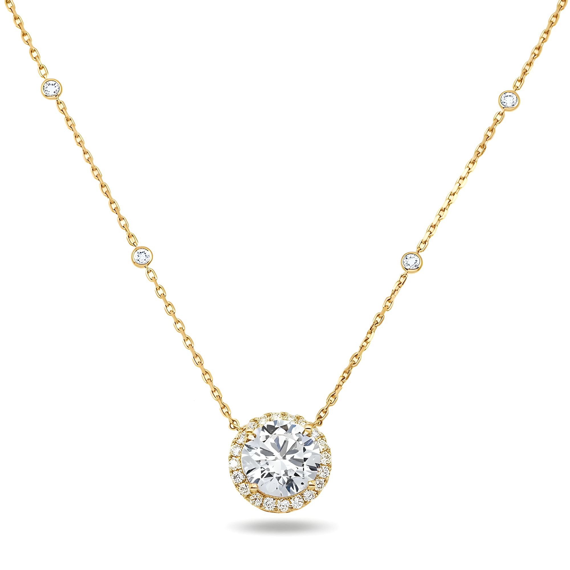 IGI 18K White Gold Round Diamond Necklace 5.78ctw