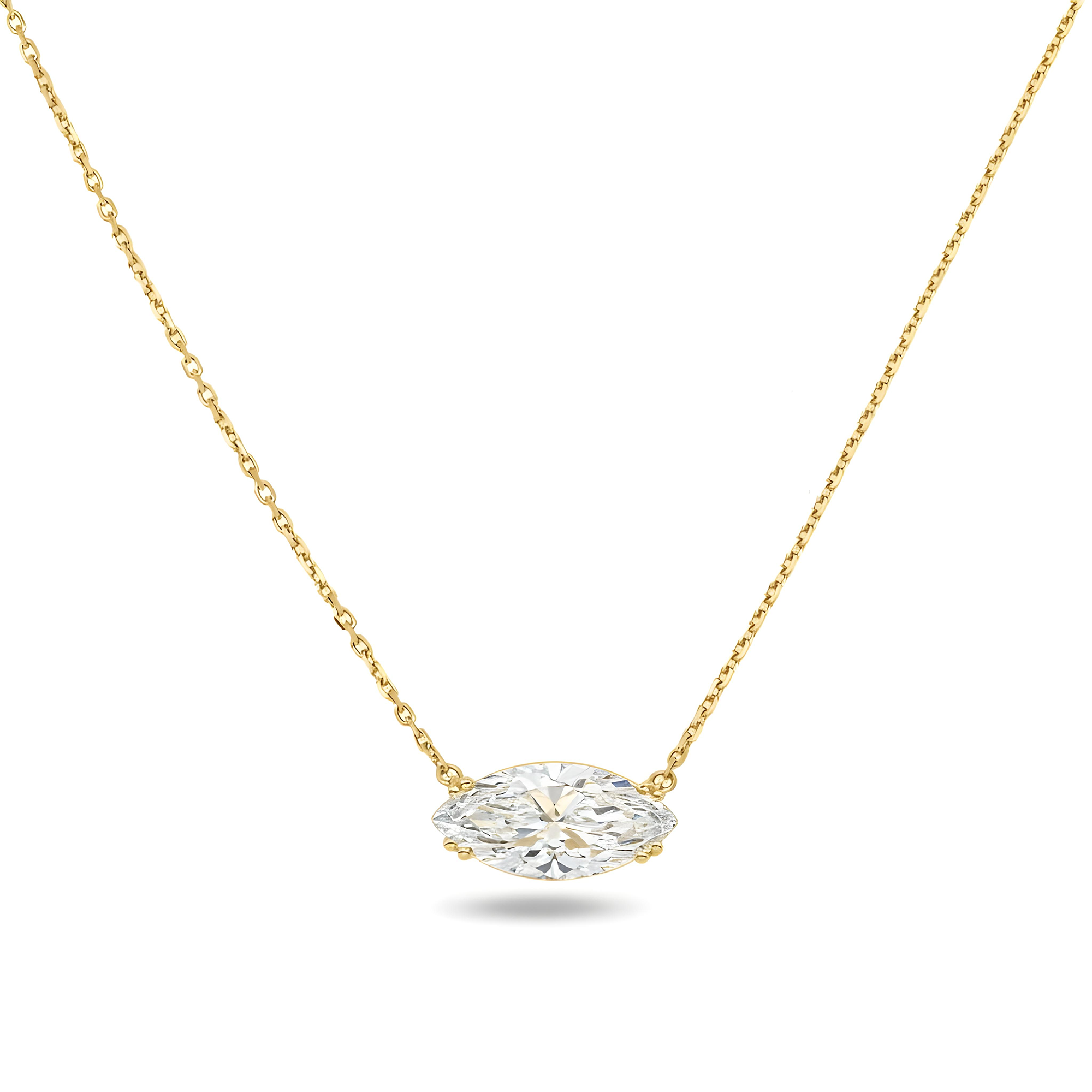 IGI 18K White Gold Marquise Cut Diamond Necklace 2.92ct