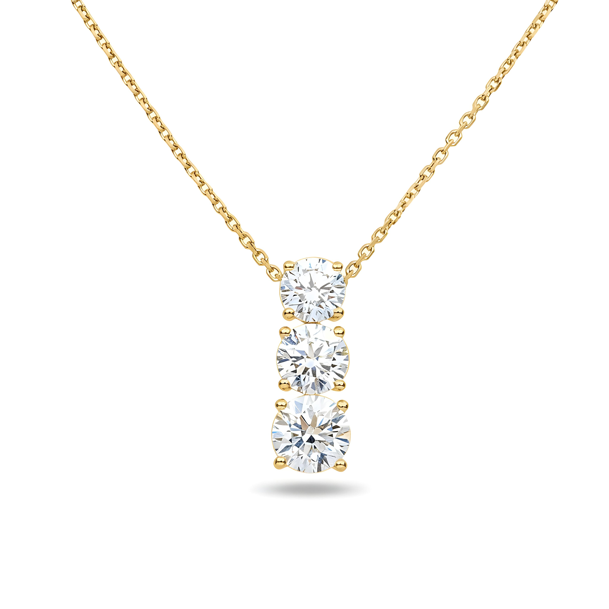 White Gold Round Diamond Drop Necklace 2.81ct