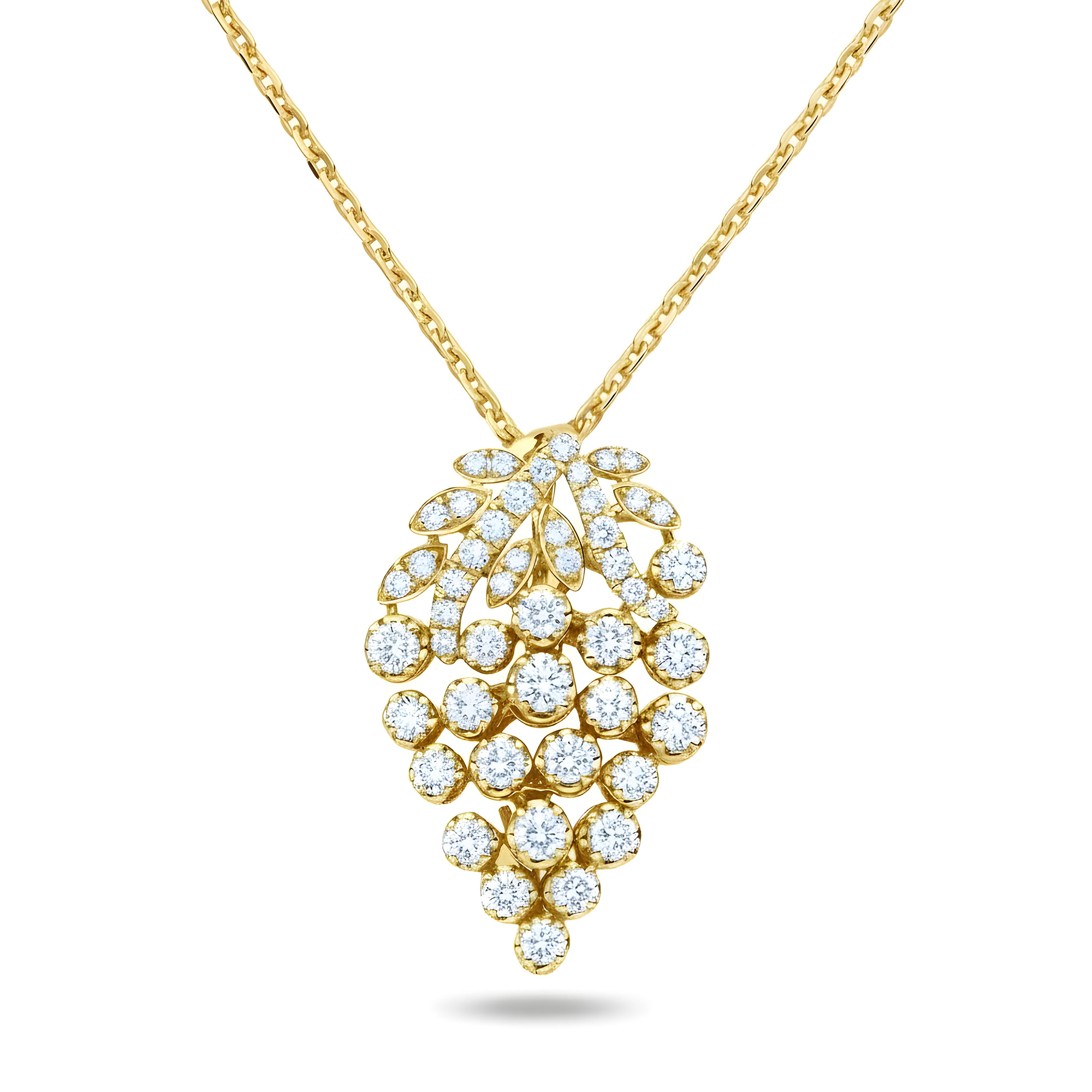 White Gold Diamond Berry Pendant & Chain Necklace 1.63ct