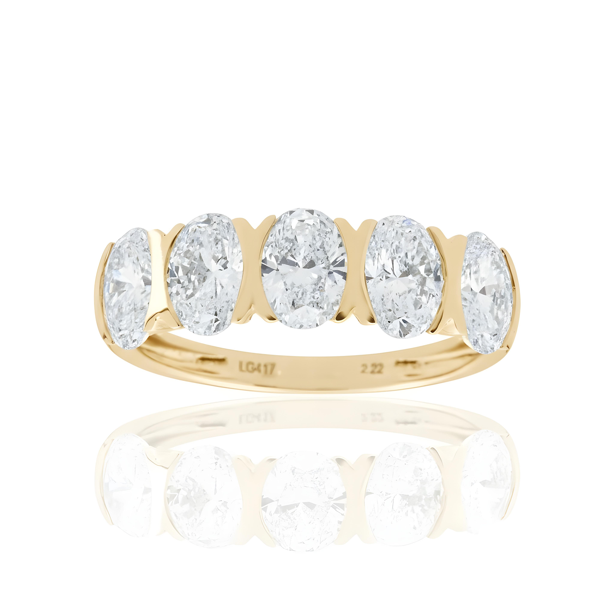 White Gold Oval Cut Diamond Half Eternity Ring 2.22ct
