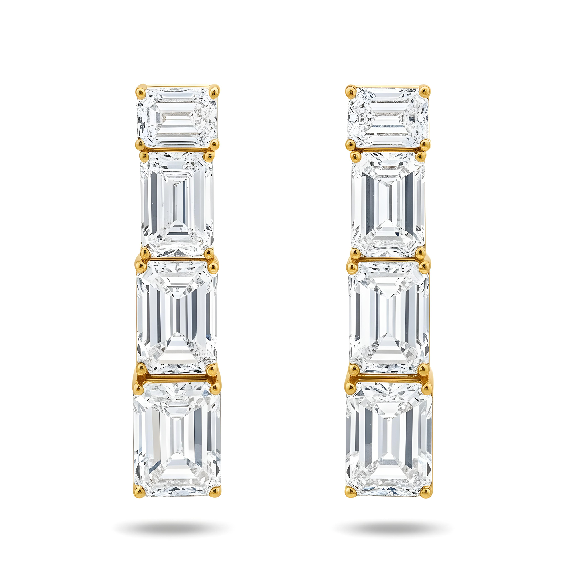 IGI Platinum Emerald Cut Diamond Drop Earrings 40.13ctw