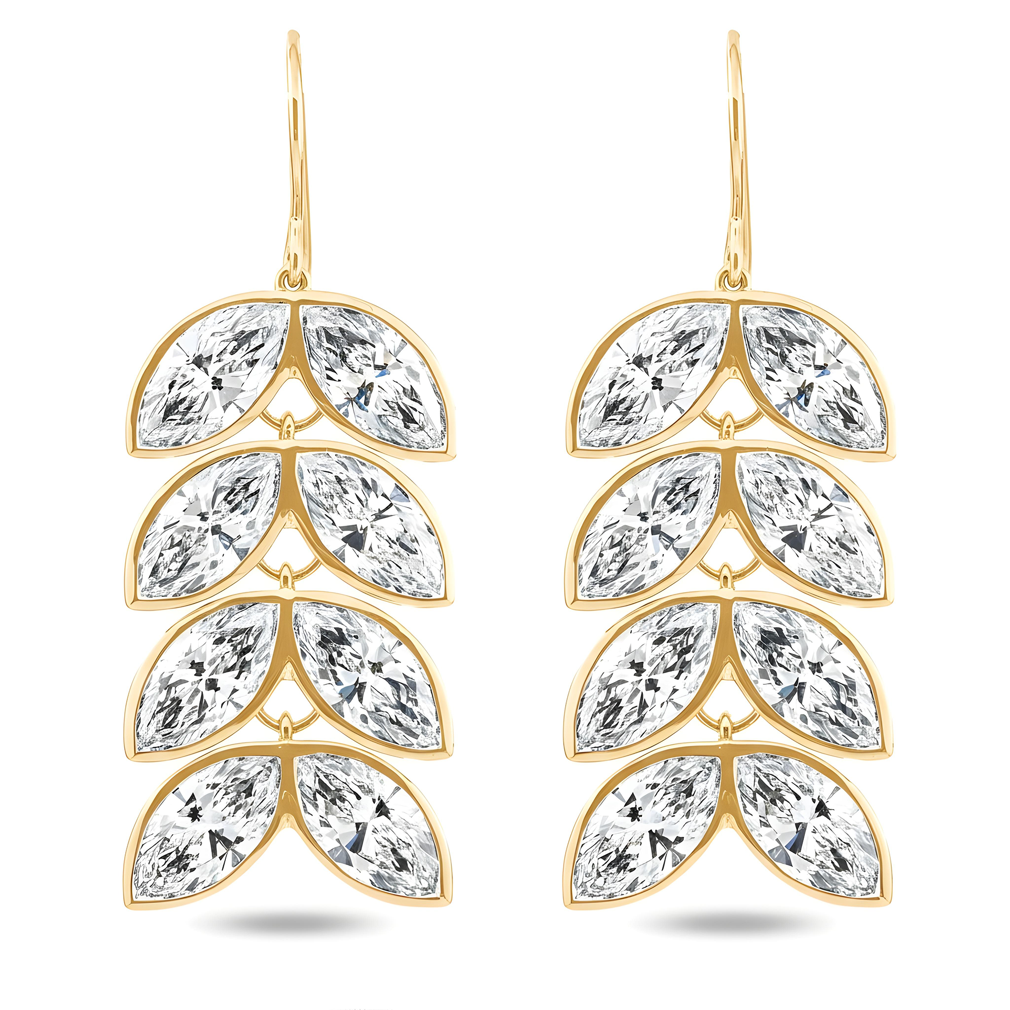 14K White Gold Cascading Petal Diamond Drop Earrings 16.69ctw