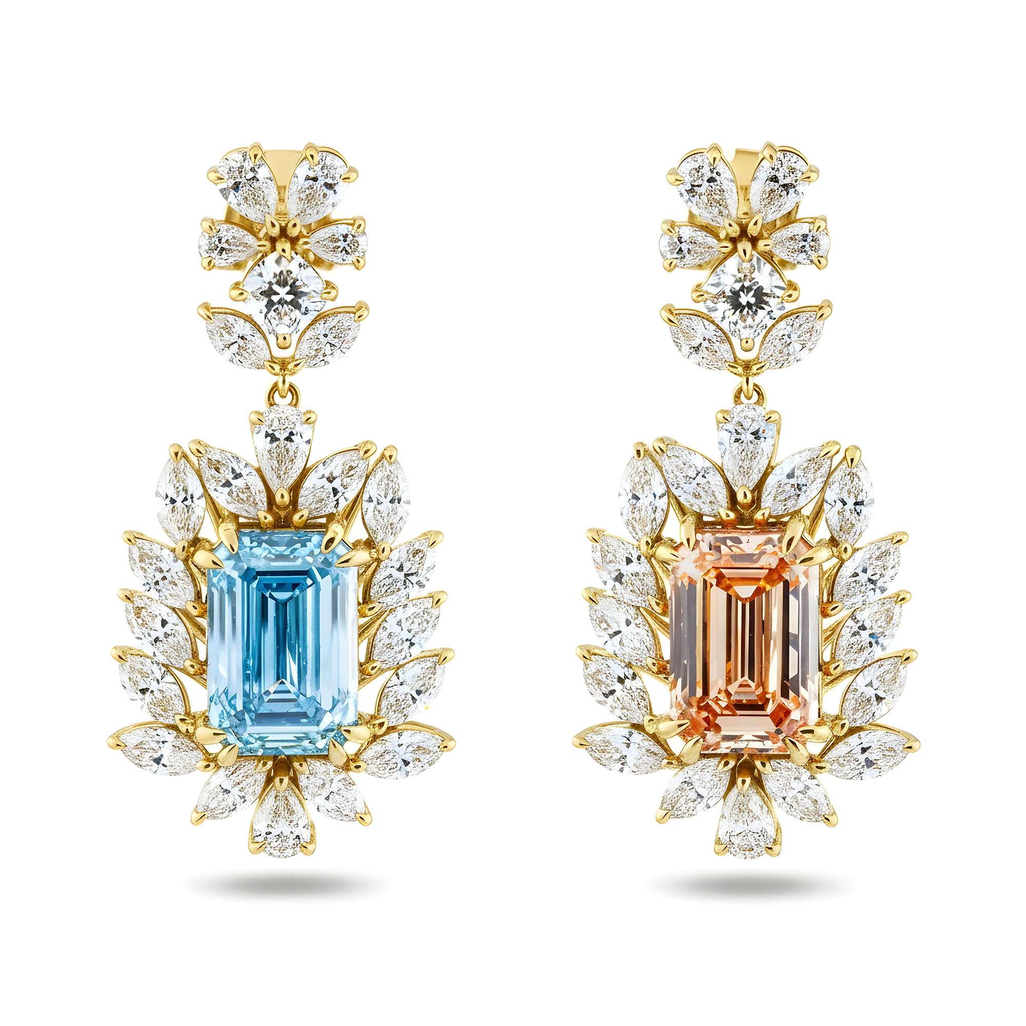 IGI Certified Fancy Pink & Blue Diamond Drop Earrings 10.59ctw