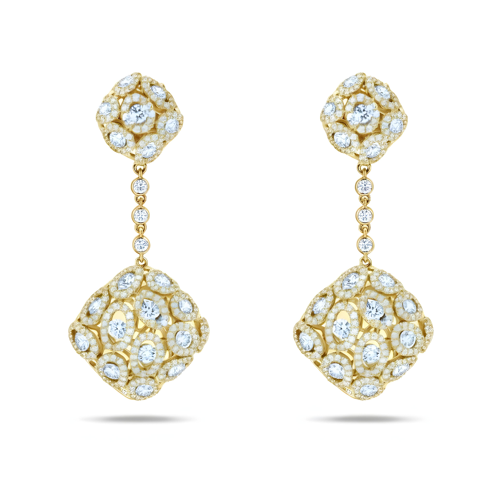 18K White Gold Detailed Diamond Drop Earrings 12.29ctw