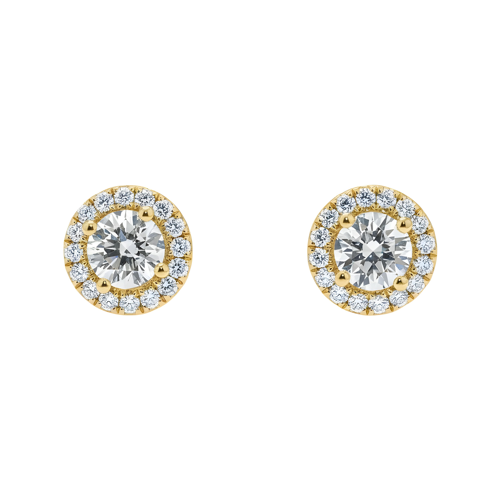 18K White Gold Round Diamond Studs w/ Halo 2.78ctw