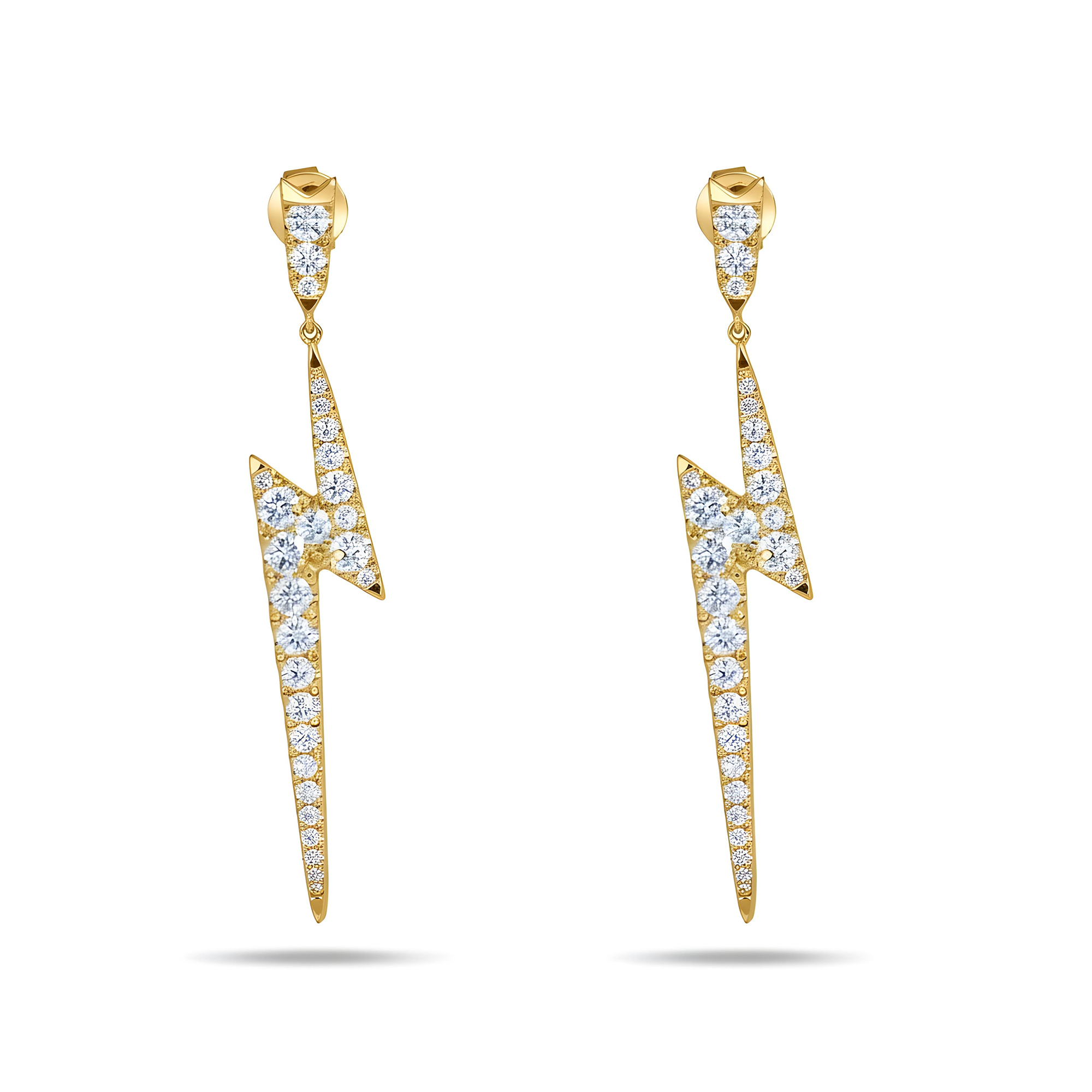 14K White Gold Diamond Lightning Bolt Earrings 2.05ctw