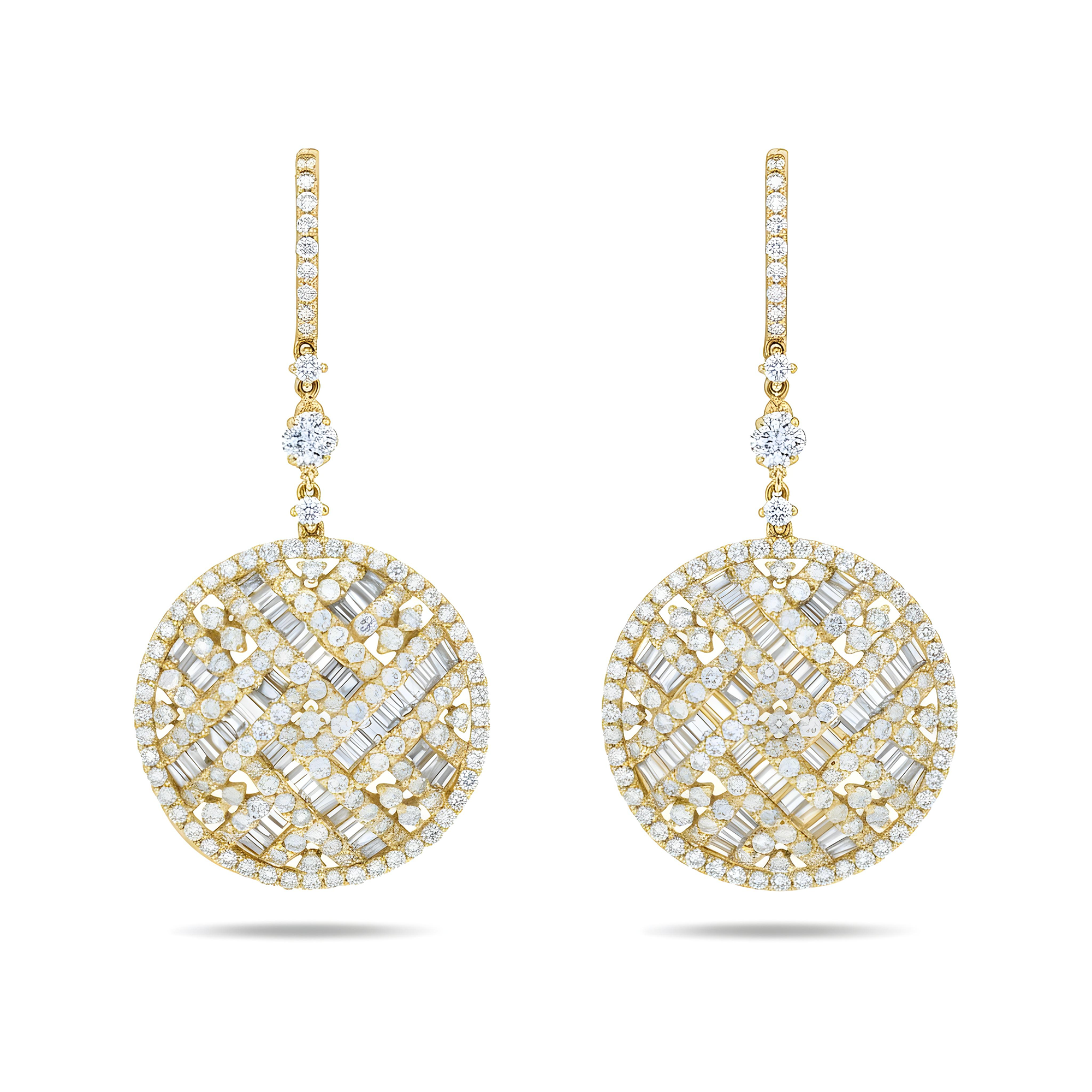 18K White Gold Diamond Circle Drop Earrings 6.67ctw