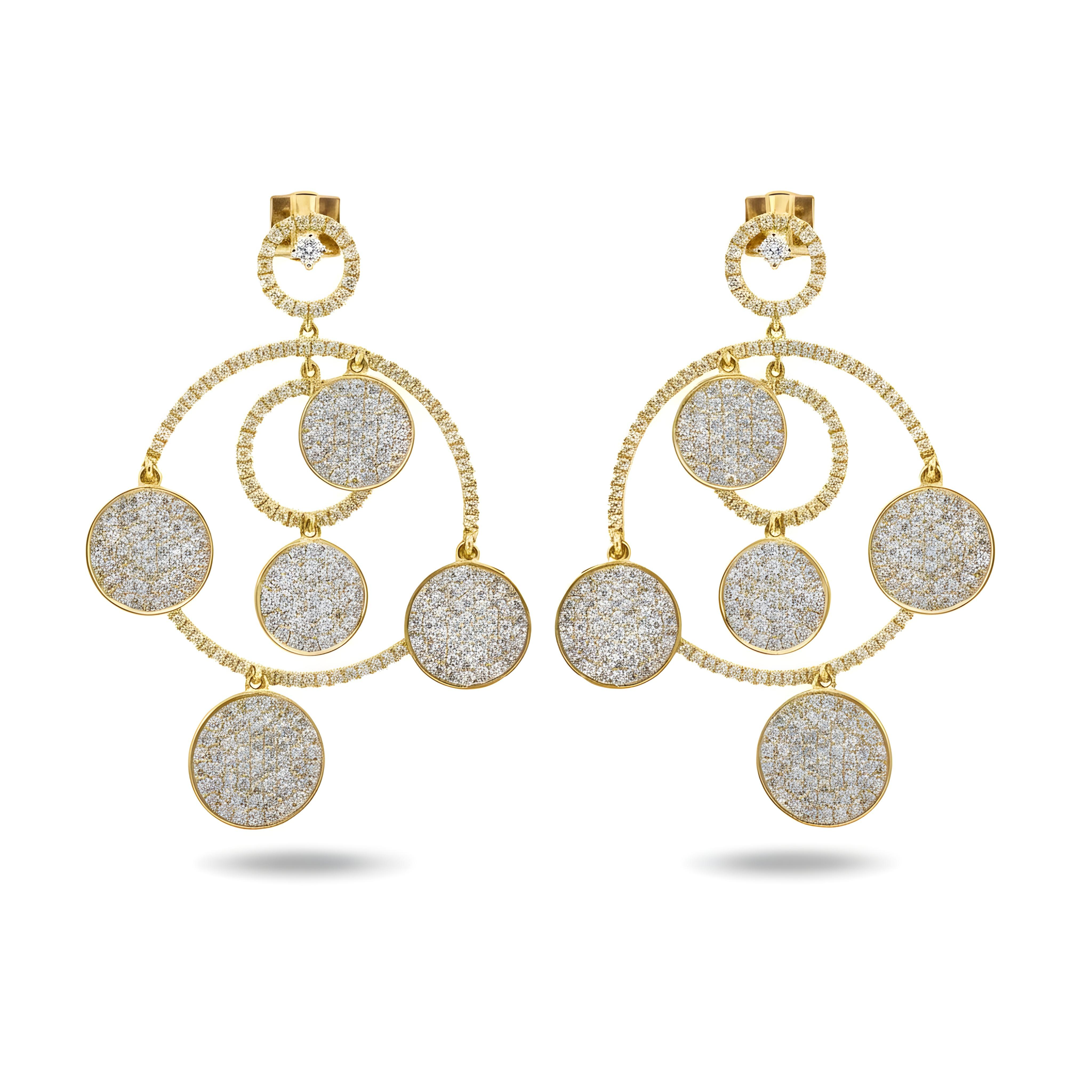 14K White Gold 8 Circle Round Diamond Drop Earrings 3.96ctw