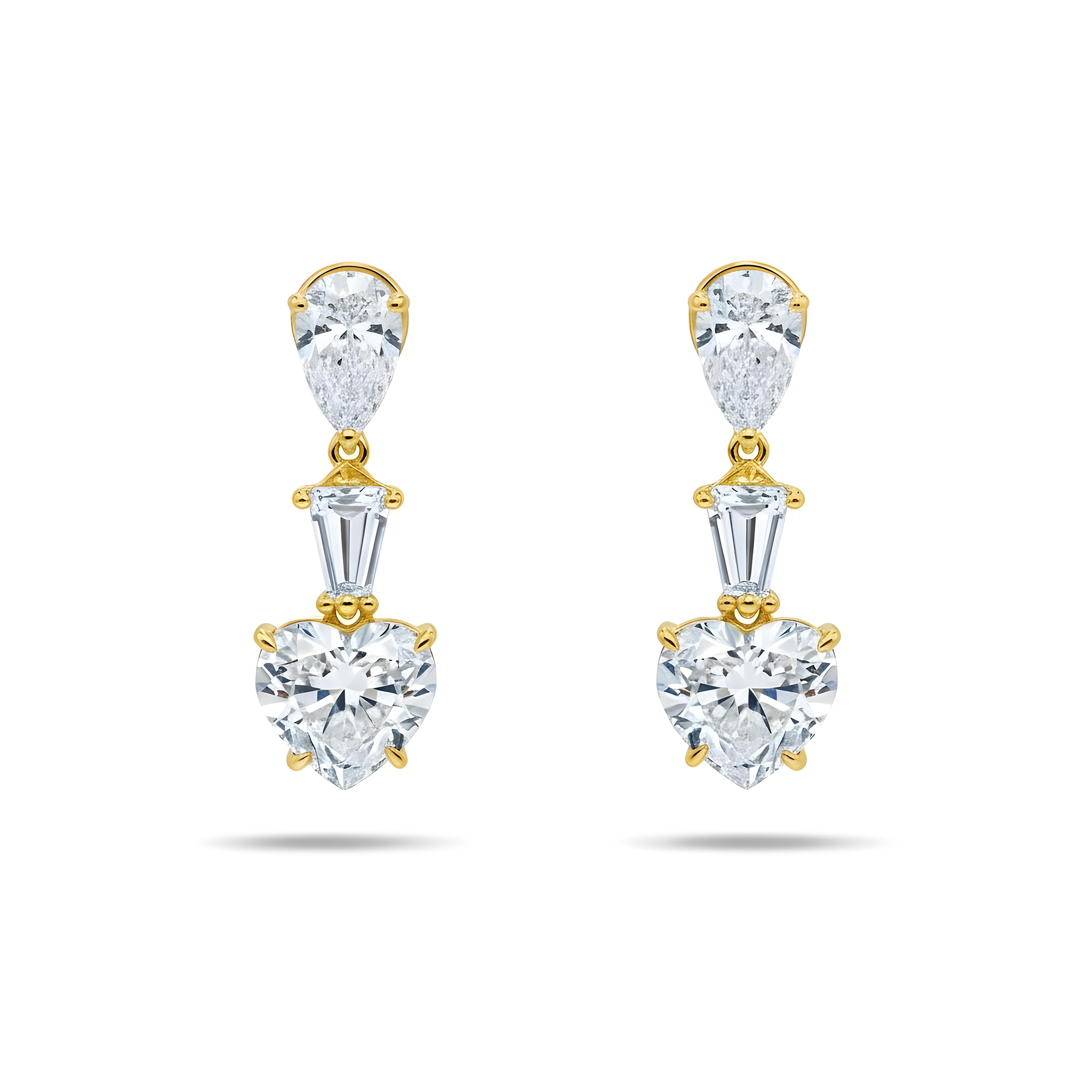 14K White Gold Heart Cut Diamond Drop Earrings 9.84ctw Cupids Arrow