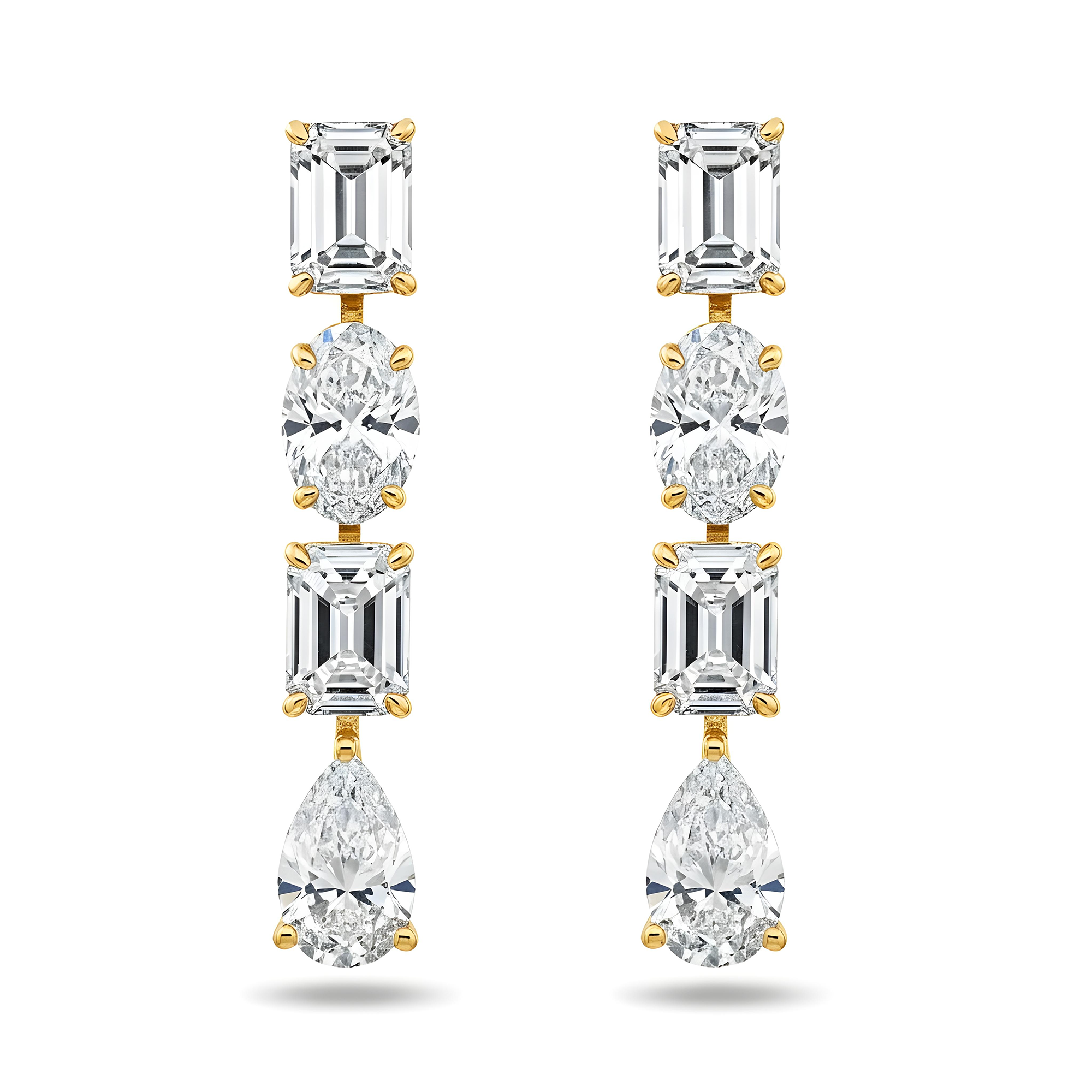 14K White Gold Multi Cut Diamond Drop Earrings 12.34ctw
