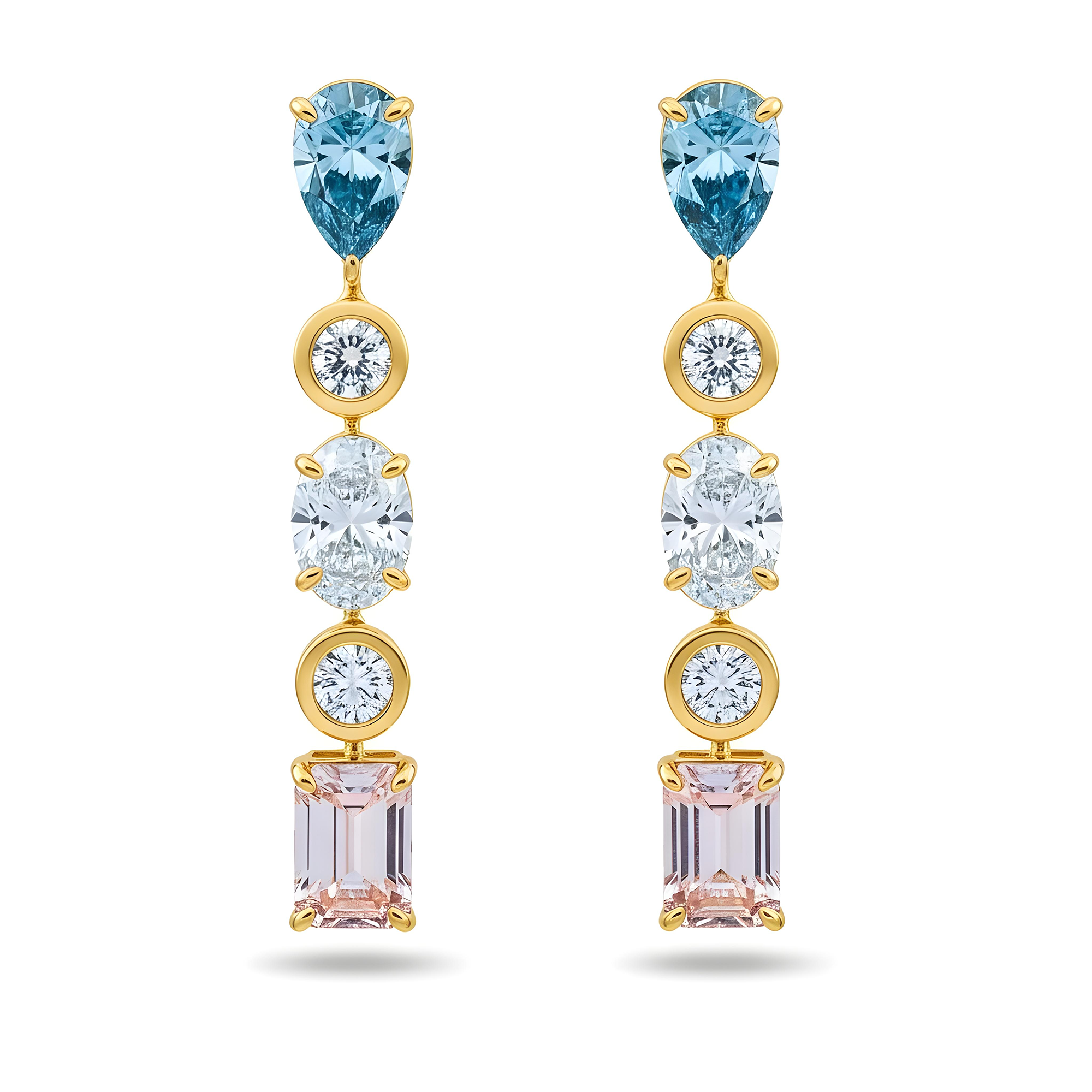 14K White Gold Fancy Blue & Pink Diamond Drop Earrings 8.24ctw
