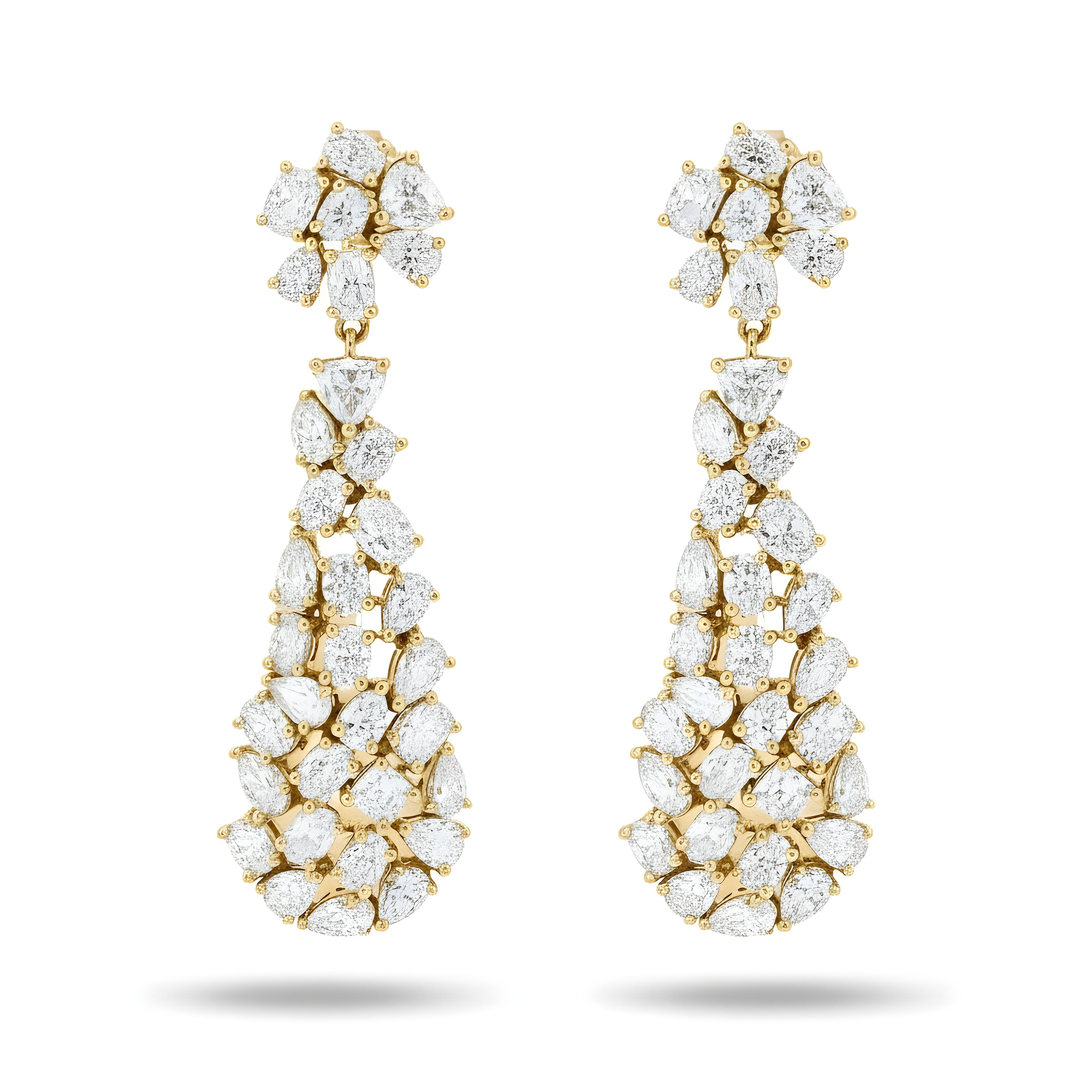 14K White Gold Multi Cut Diamond Drop Earrings 8.59ct (1 of 3 matching set)