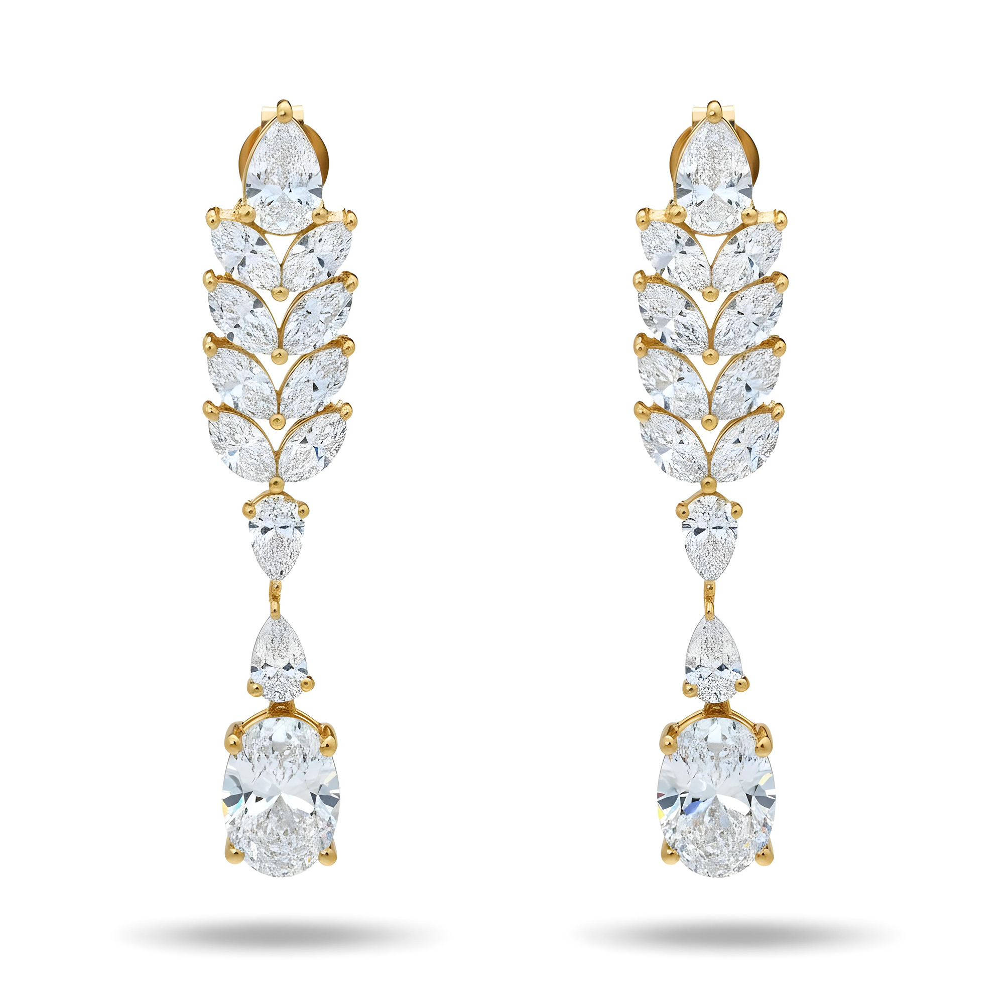 14K White Gold Pear & Oval Cut Diamond Drop Earrings 8.22ct
