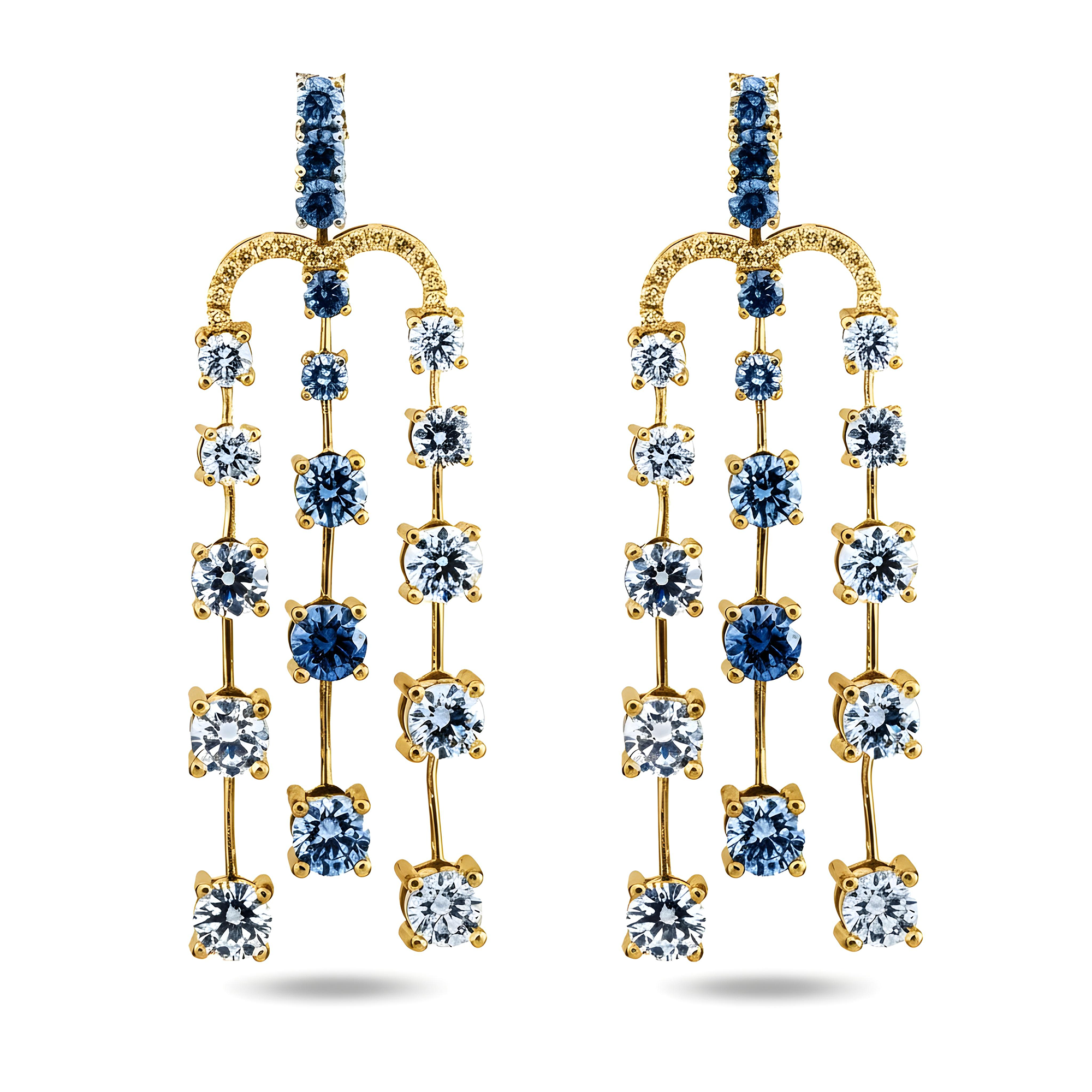 14K White Gold Diamond Rain Fall Drop Earrings 8.95ctw