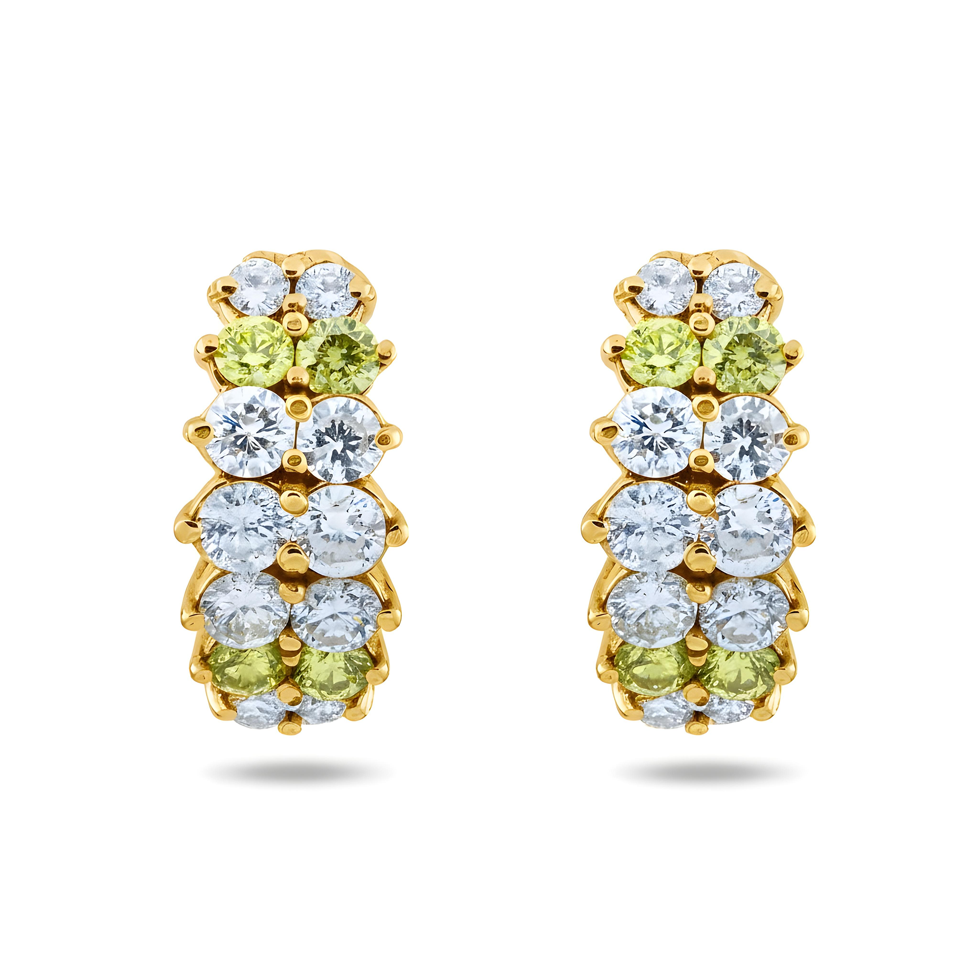 14K White Gold Canary Yellow Diamond Hoop Earrings 3.24ctw